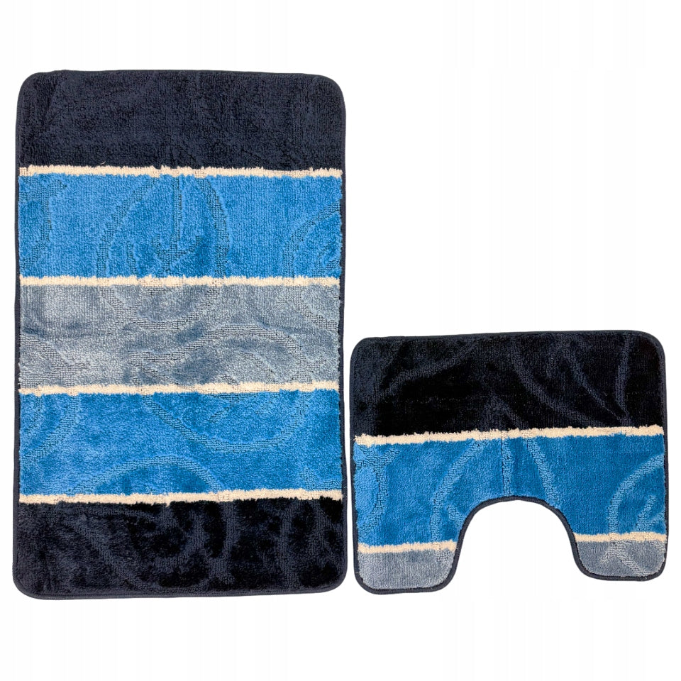 BATHROOM RUG SET NON-SLIP SOFT BLUE 50X80