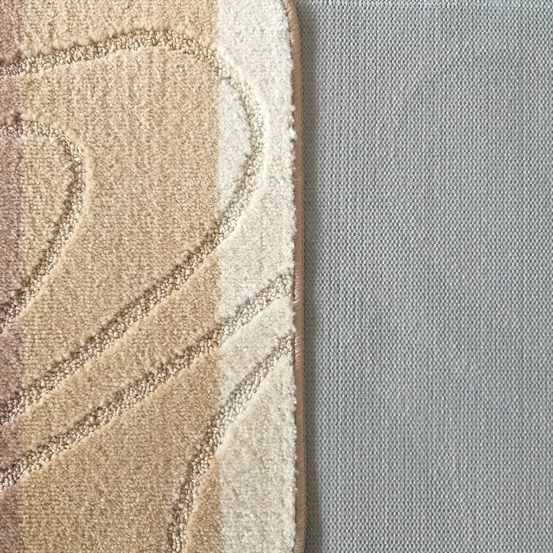 BATHROOM RUG SET OF 2 BEIGE NON-SLIP WAVE 50x80 + 40x50cm Packaging status original