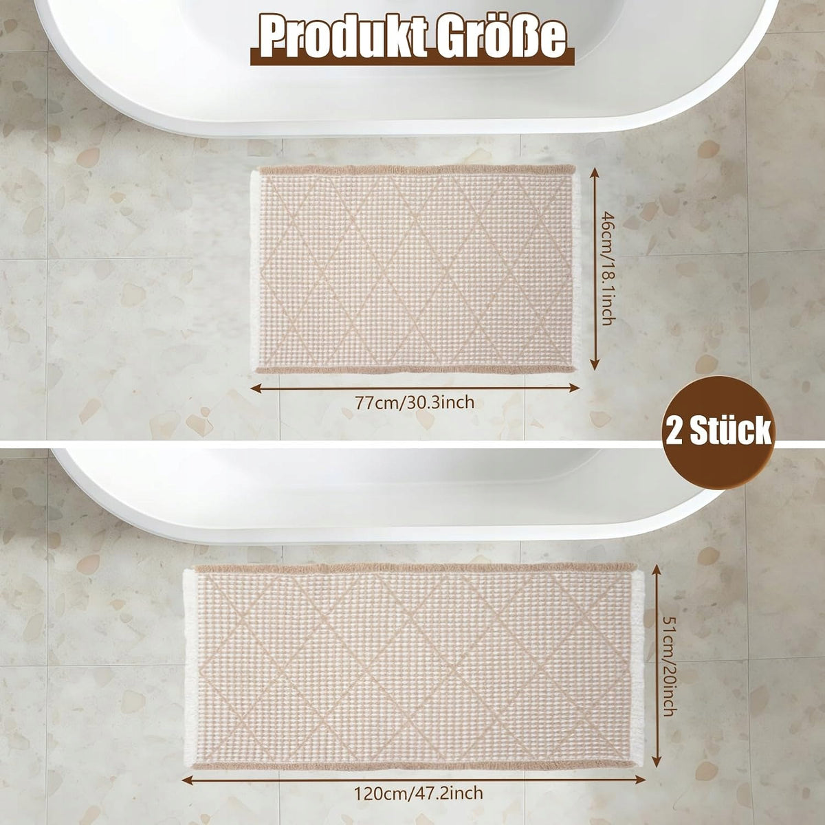 BATHROOM RUG SET OF 2 NON-SLIP ABSORBENT WASH SOFT BOHO Brand no brand