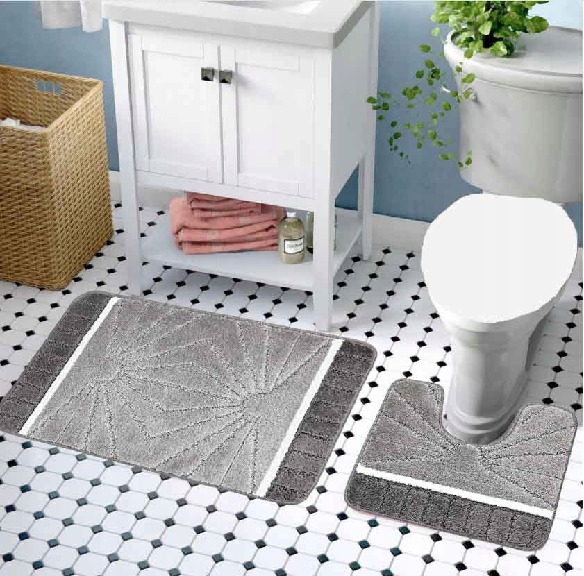 BATHROOM RUG SET OF 2 NON-SLIP RUGS SOFT GREY 50X80 EAN (GTIN) 6911138541027