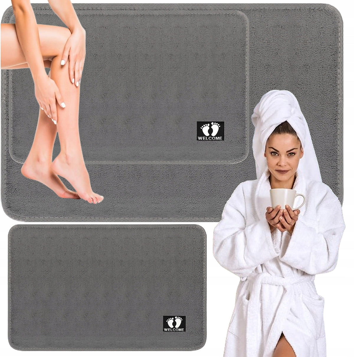 BATHROOM RUG SOFT ABSORBENT NON-SLIP RUG SET 2pcs V2