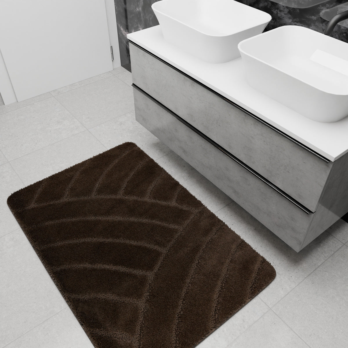 BATHROOM RUG TOILET MAT NON-SLIP BROWN WENGE 50x80 cm Product width 50 cm