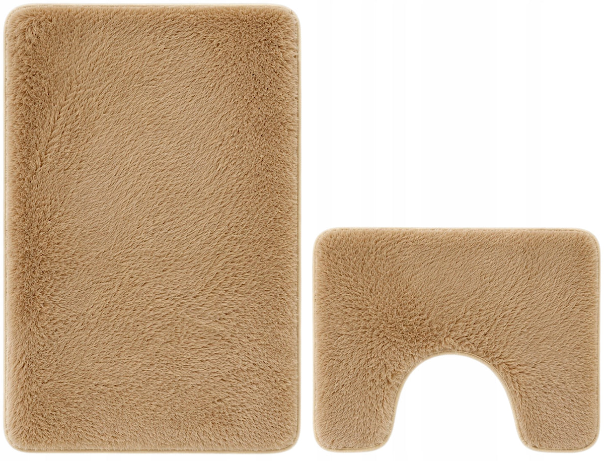 BATHROOM RUGS NON-SLIP SET 2 PIECE BEIGE QUICK DRYING Packaging status original