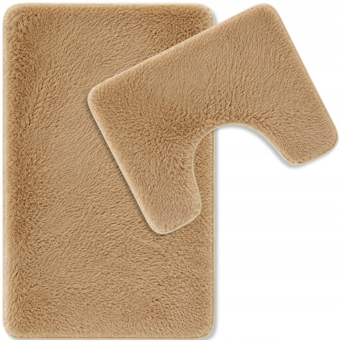 BATHROOM RUGS NON-SLIP SET 2 PIECE BEIGE QUICK DRYING