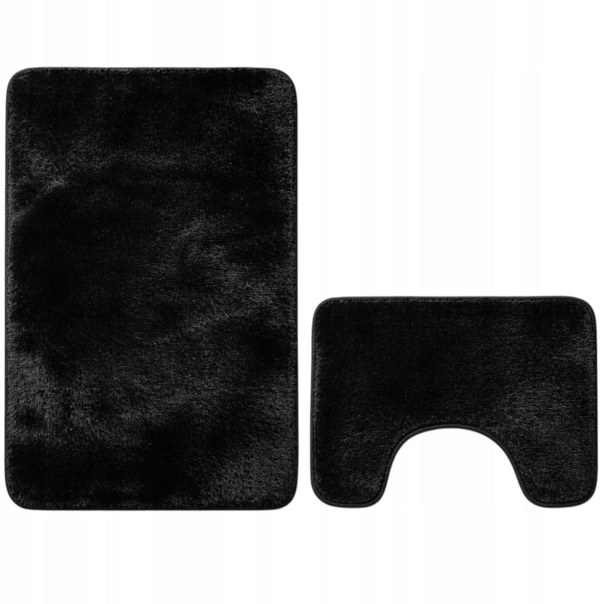 BATHROOM RUGS NON-SLIP SET 2 PIECE BLACK MODERN Packaging status original