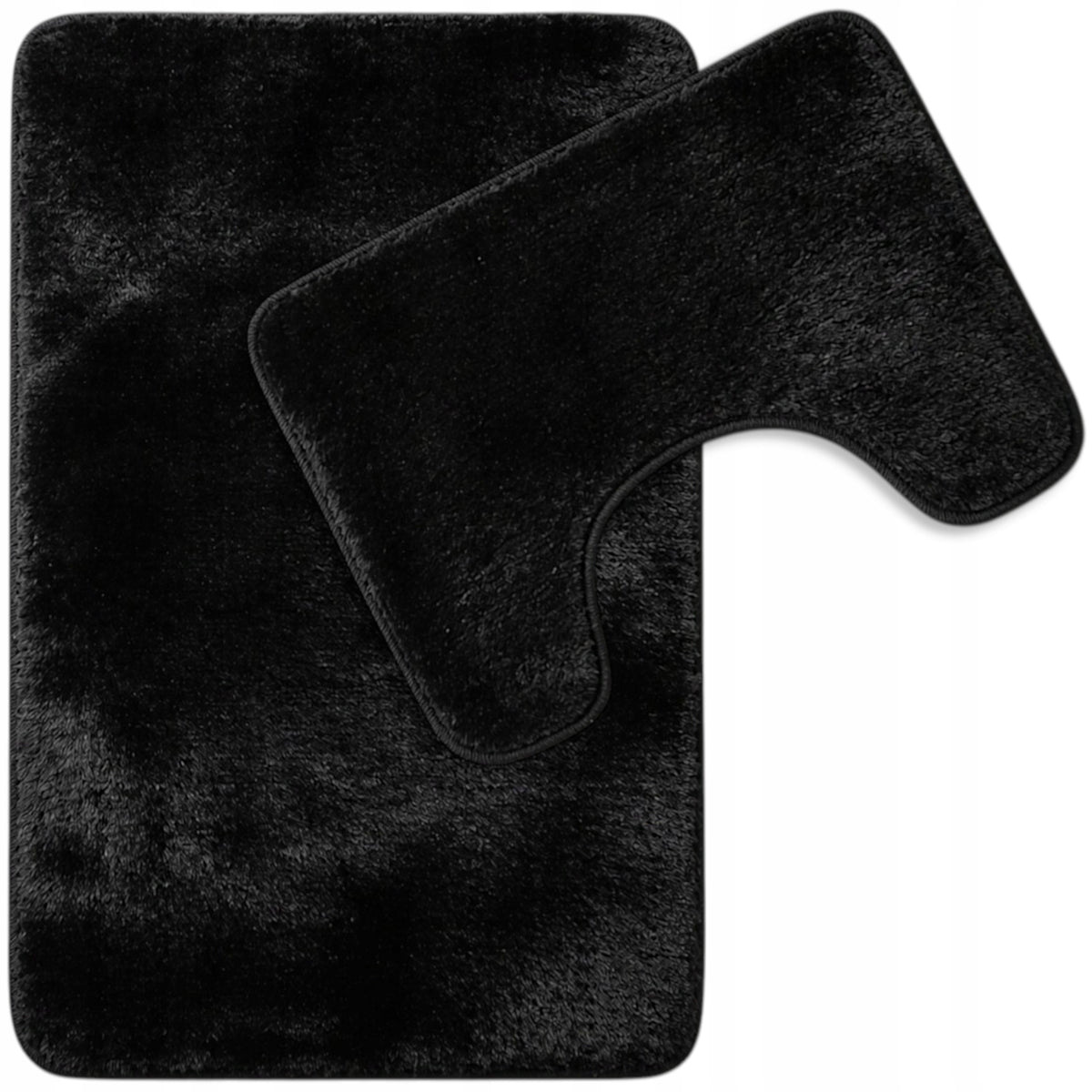 BATHROOM RUGS NON-SLIP SET 2 PIECE BLACK MODERN
