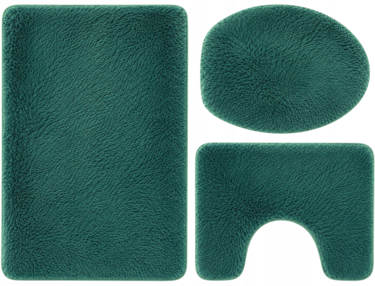 BATHROOM RUGS NON-SLIP SET 3 PIECE GREEN MODERN Packaging status original