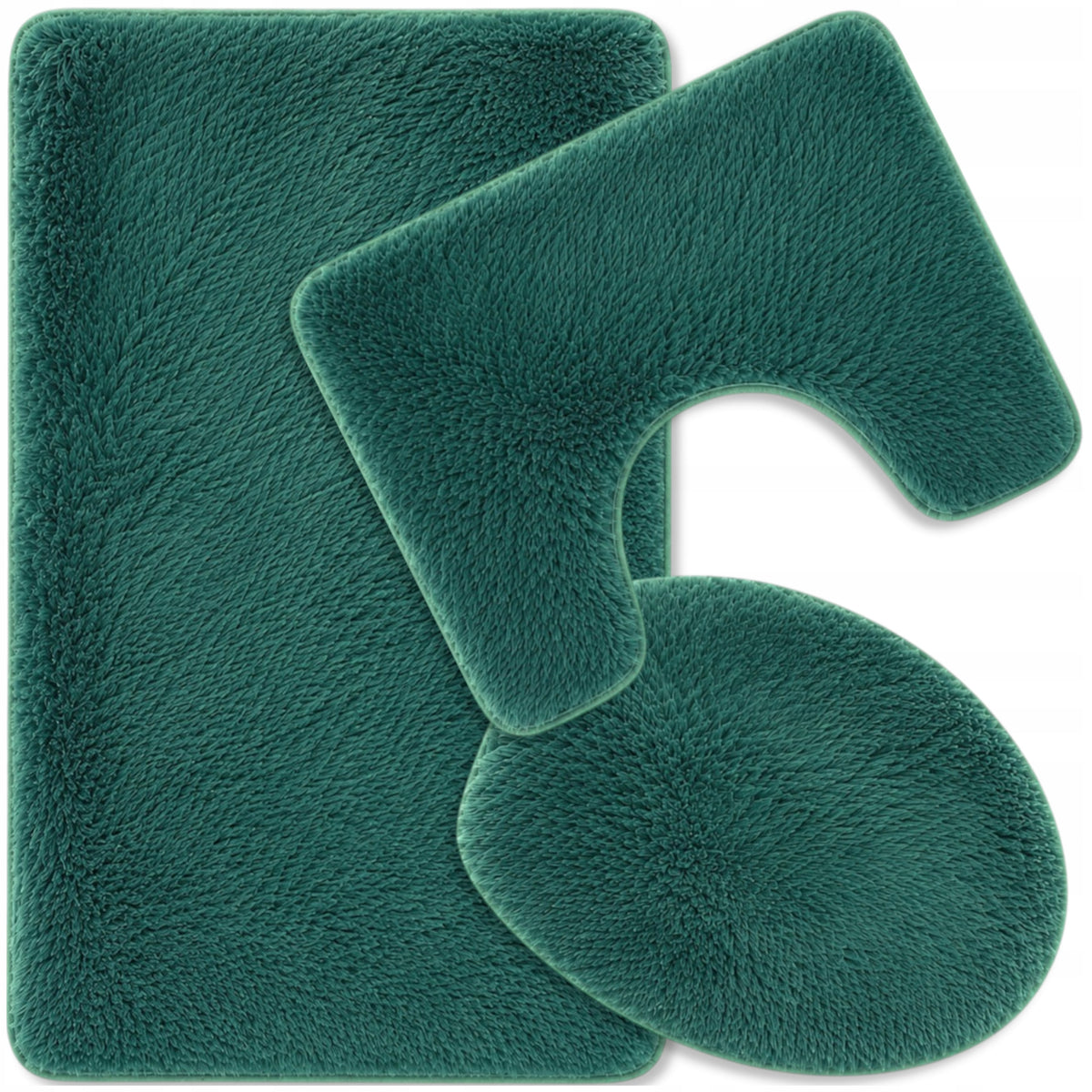 BATHROOM RUGS NON-SLIP SET 3 PIECE GREEN MODERN