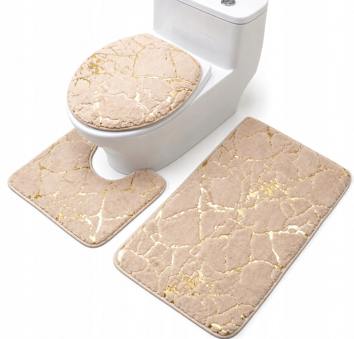 BATHROOM RUGS SET OF 3 NON-SLIP 3IN1 MARBLE SET