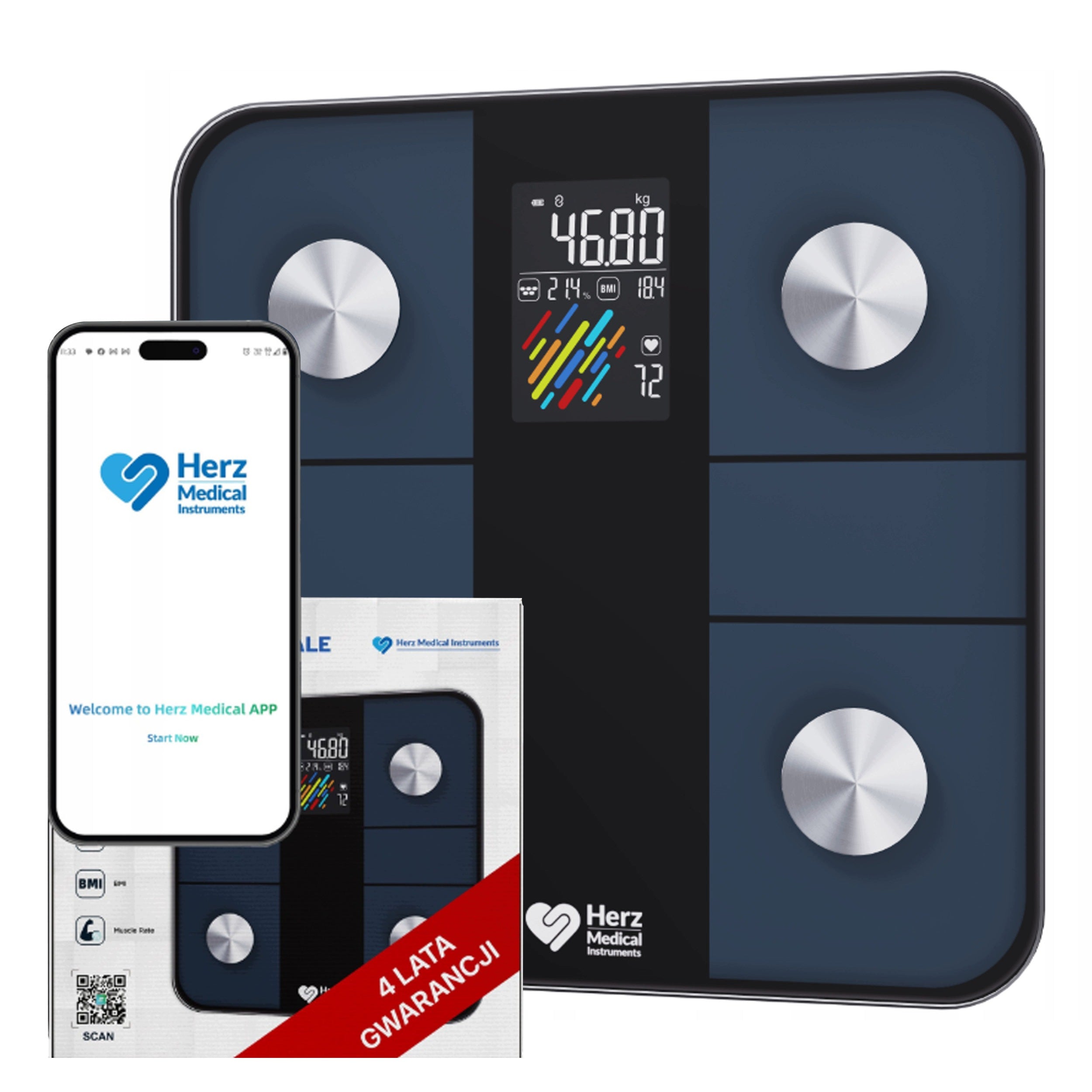 BATHROOM SCALE ANALYTICAL BMI FAT HEART RATE+HEART INDEX APPLICATION PL