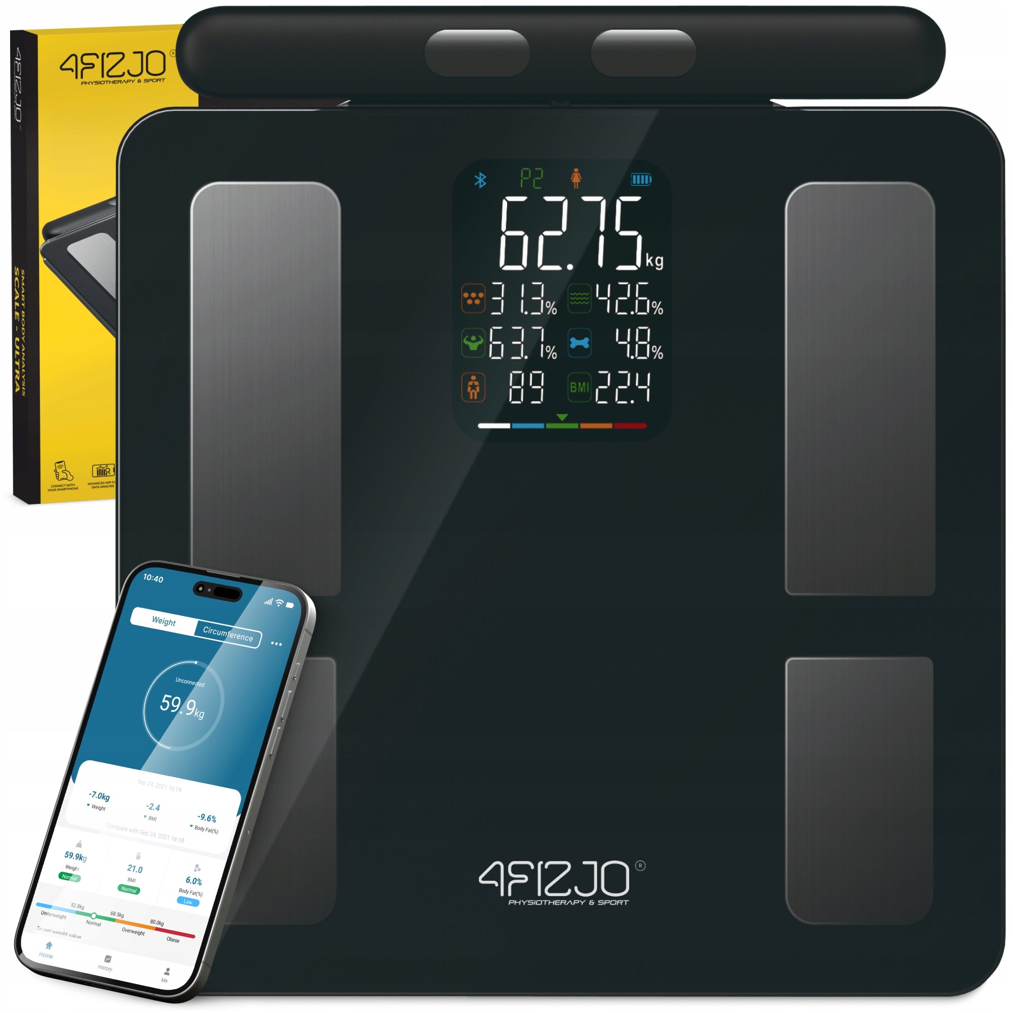 BATHROOM SCALE ANALYTICAL ELECTRONIC FAT MEASUREMENT BMI GLASS ULTRA