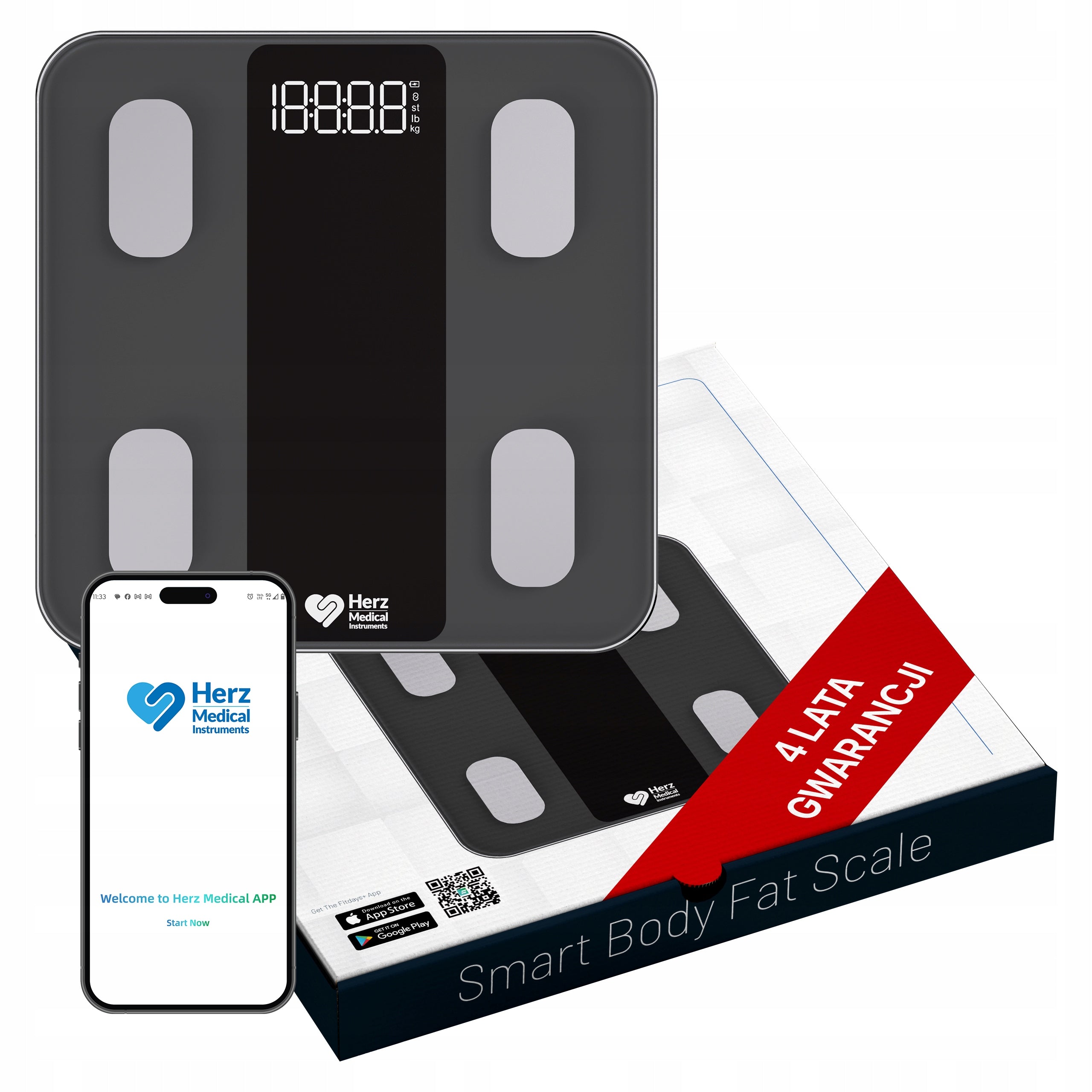 BATHROOM SCALE ANALYTICAL ELECTRONIC SMART BMI FAT APPLICATION PL