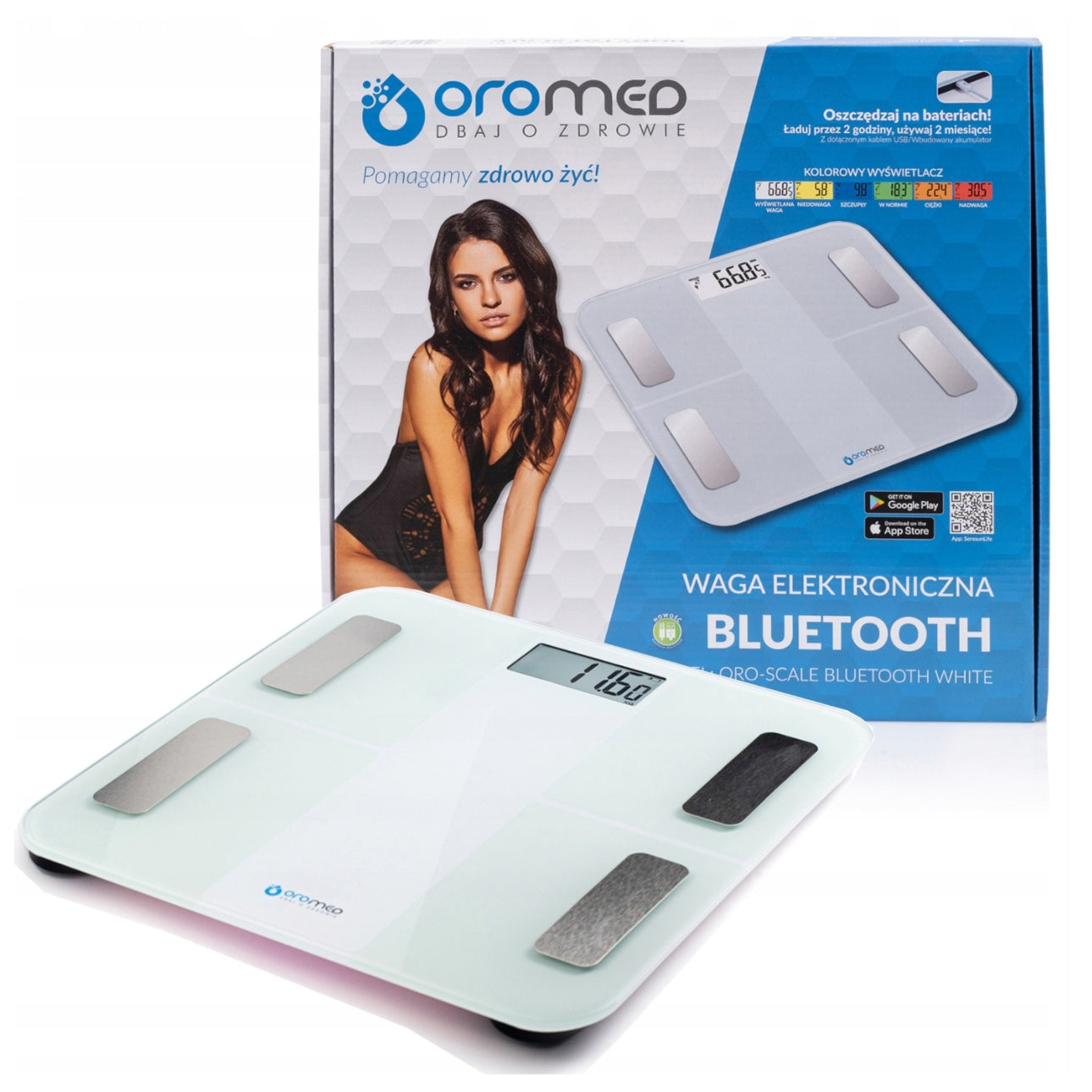 BATHROOM SCALE ANALYTICAL SMART SLIM 180KG ELECTRONIC GLASS IOS USB