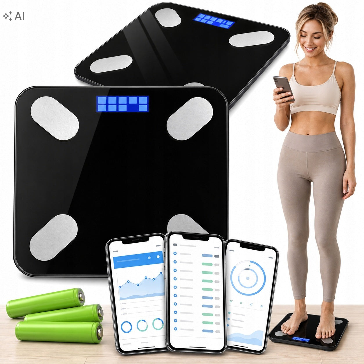 BATHROOM SCALE ARSA GO ELECTRIC SCALE ACCURATE SMART BMI BATTERIES BMI