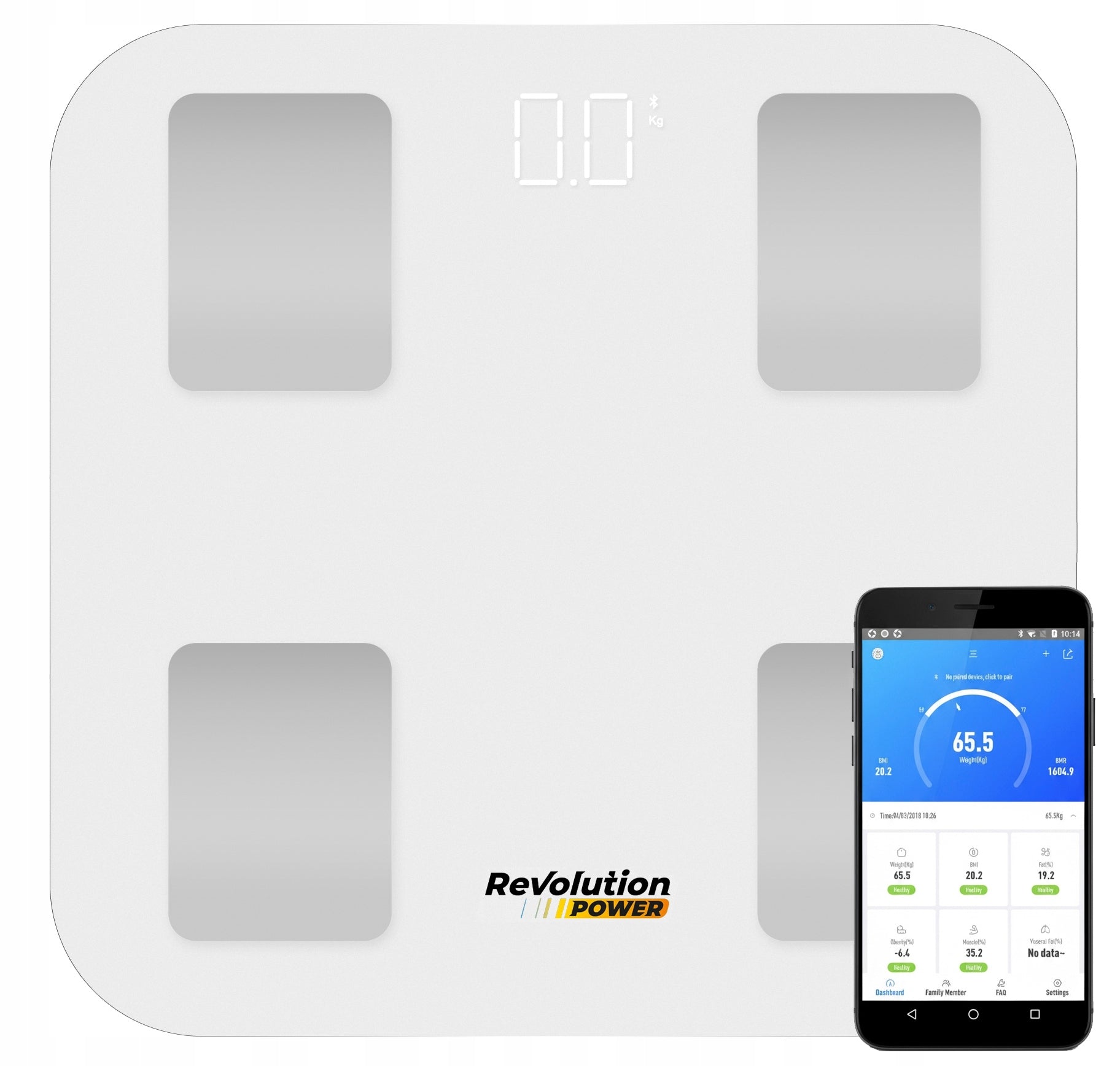 BATHROOM SCALE ELECTRONIC ANALYTICAL - APPLICATION in Polish WHITE SLIM Packaging status original