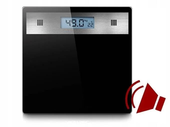 BATHROOM SCALE ELECTRONIC GLASS WITH LCD DISPLAY SOUND THERMOMETER 180kg
