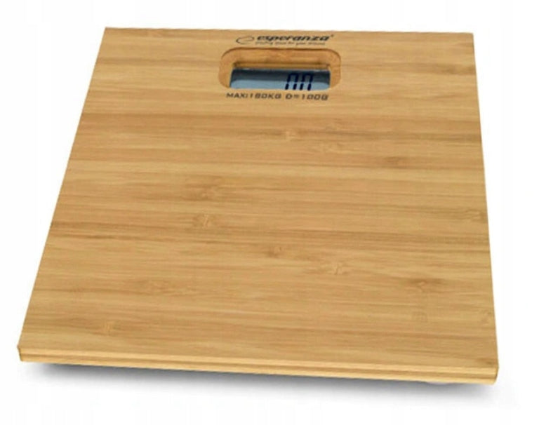 BATHROOM SCALE LED Natural Bamboo SLIM 180kg Packaging status original