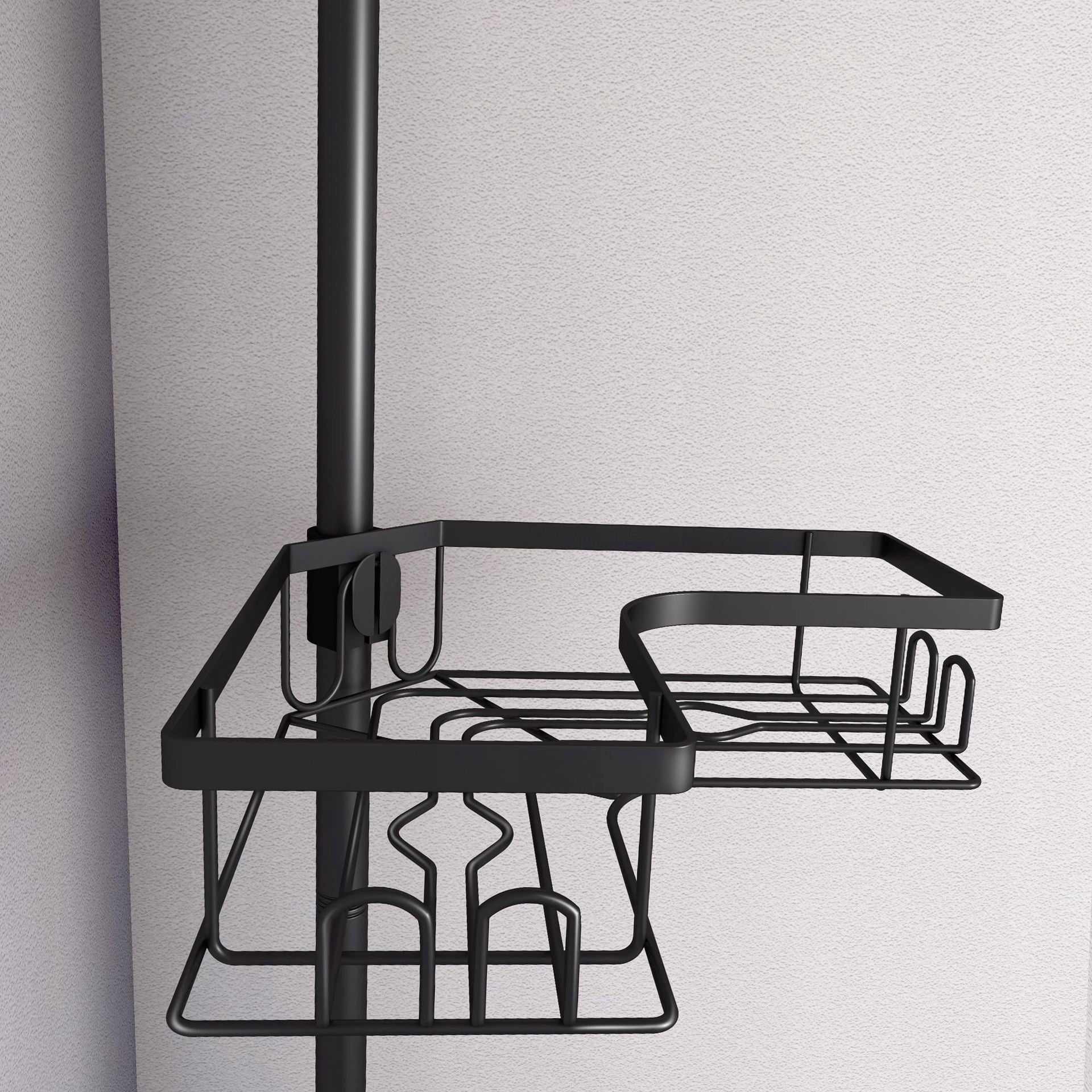 BATHROOM SHELF 4 LEVELS TELESCOPIC CORNER ADJUSTABLE ORGANIZER METAL Manufacturer code PÓŁ-TELESK-4POZIOM-BLK-LN