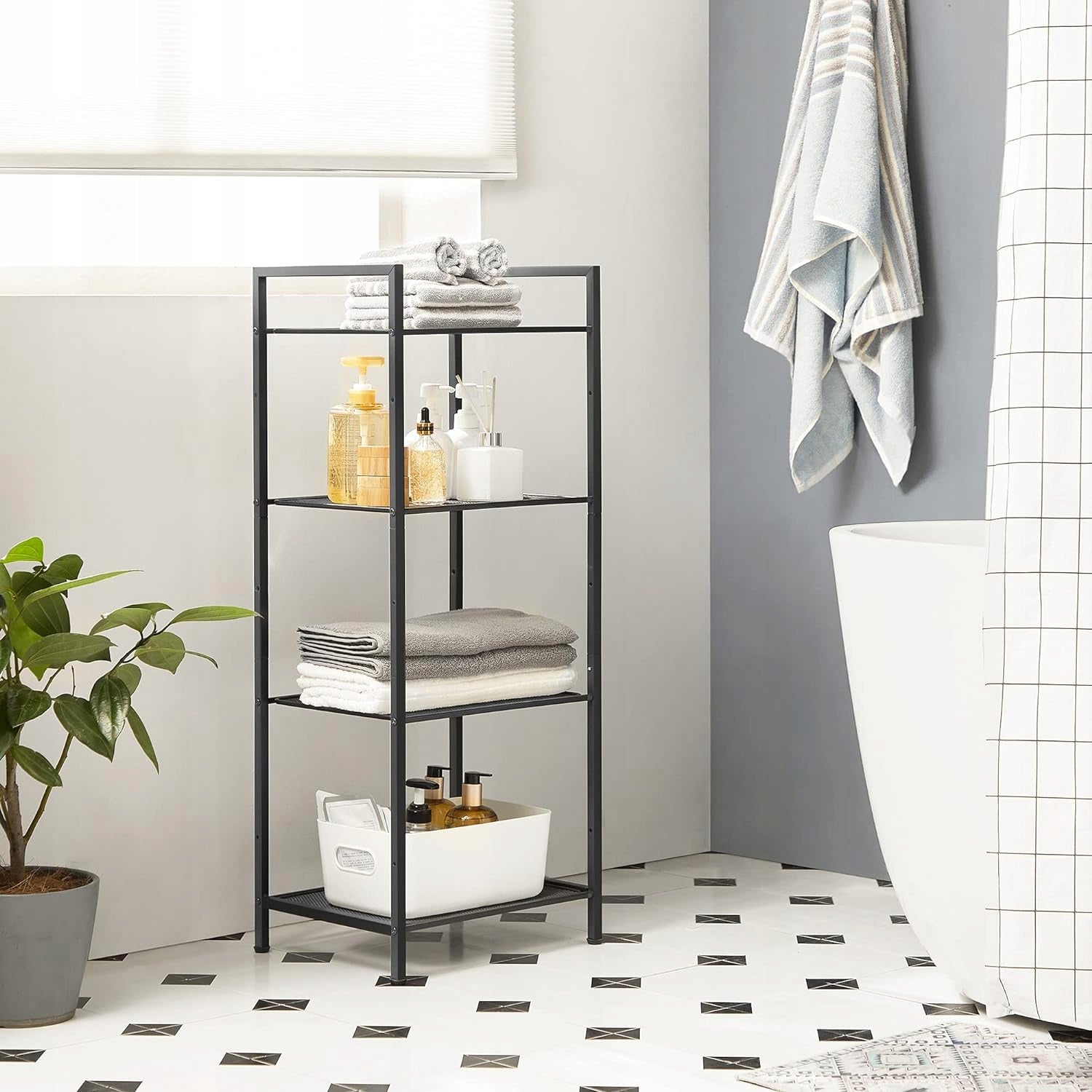 BATHROOM SHELF 4-TIER HORIZONTAL STANDING ADJUSTABLE KITCHEN SHELVES Brand no brand