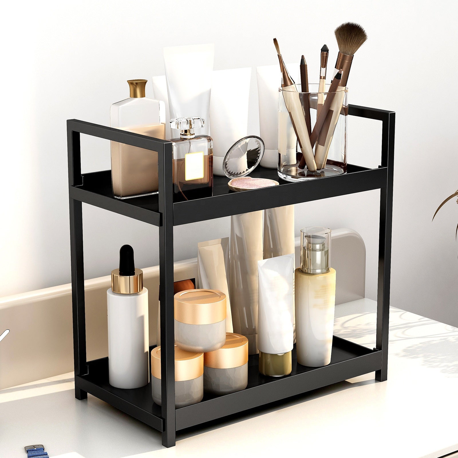 BATHROOM SHELF COUNTERTOP ORGANIZER BOOKCASE 2 LEVELS STANDING COSMETICS Brand 3D