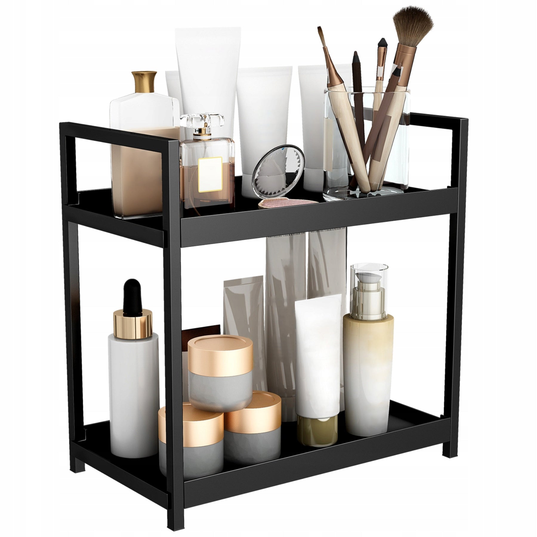 BATHROOM SHELF COUNTERTOP ORGANIZER BOOKCASE 2 LEVELS STANDING COSMETICS