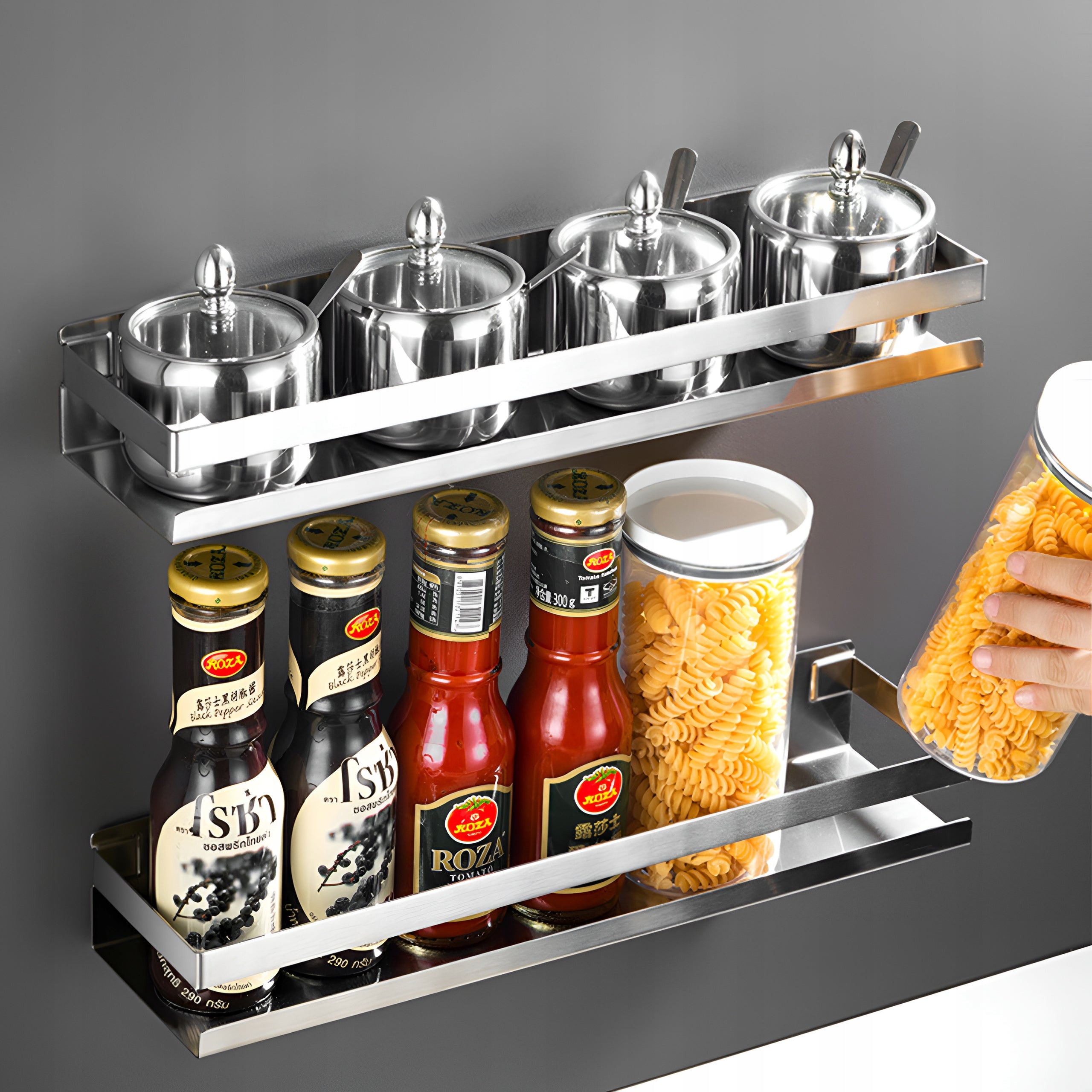 BATHROOM SHELF HANGING FOR KITCHEN SHOWER DELVANT BANO SILVER 40 CM Manufacturer code PÓŁKA BANO 40 CM SREBRNA