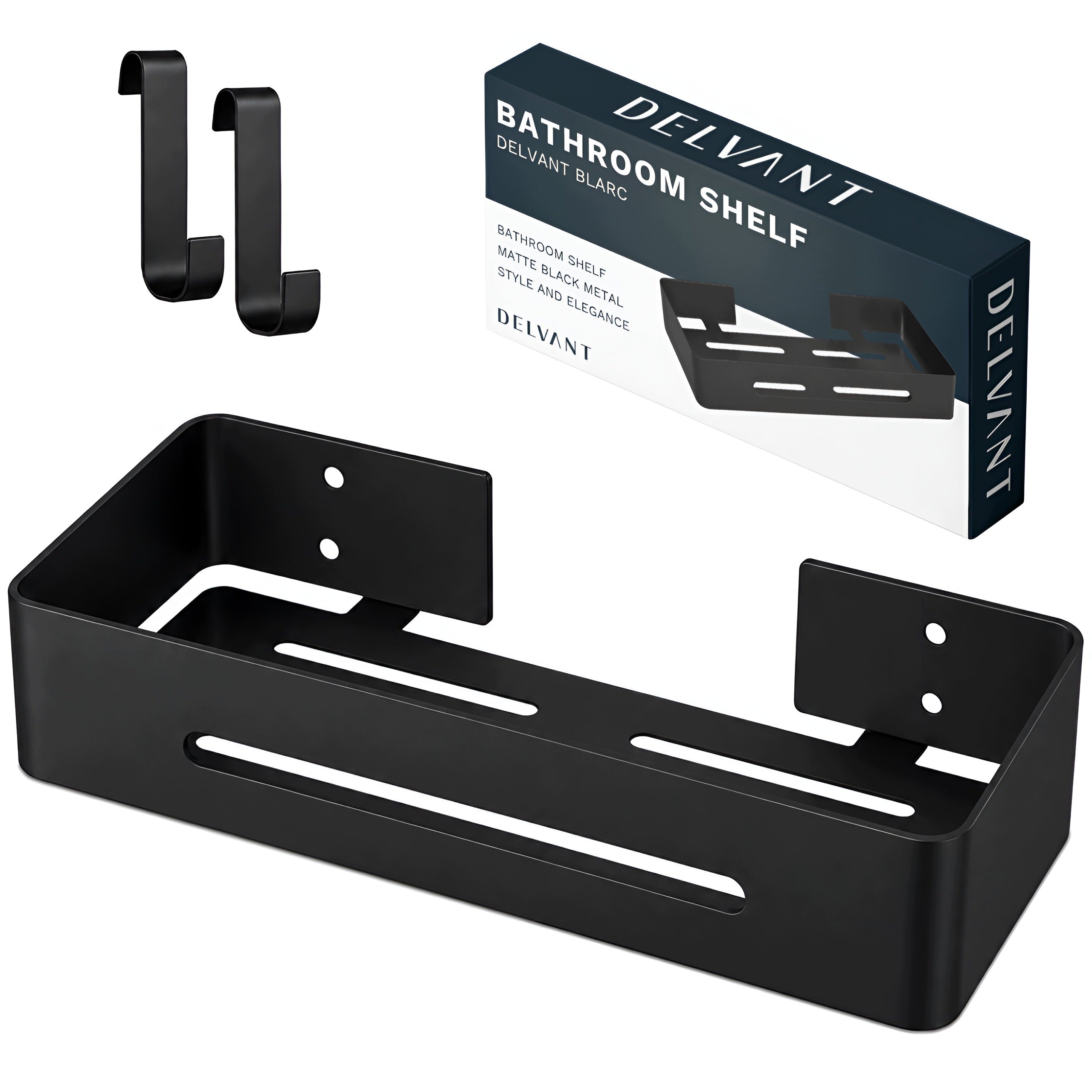 BATHROOM SHELF HANGING FOR SHOWER METAL WALL DELVANT BLARC BLACK