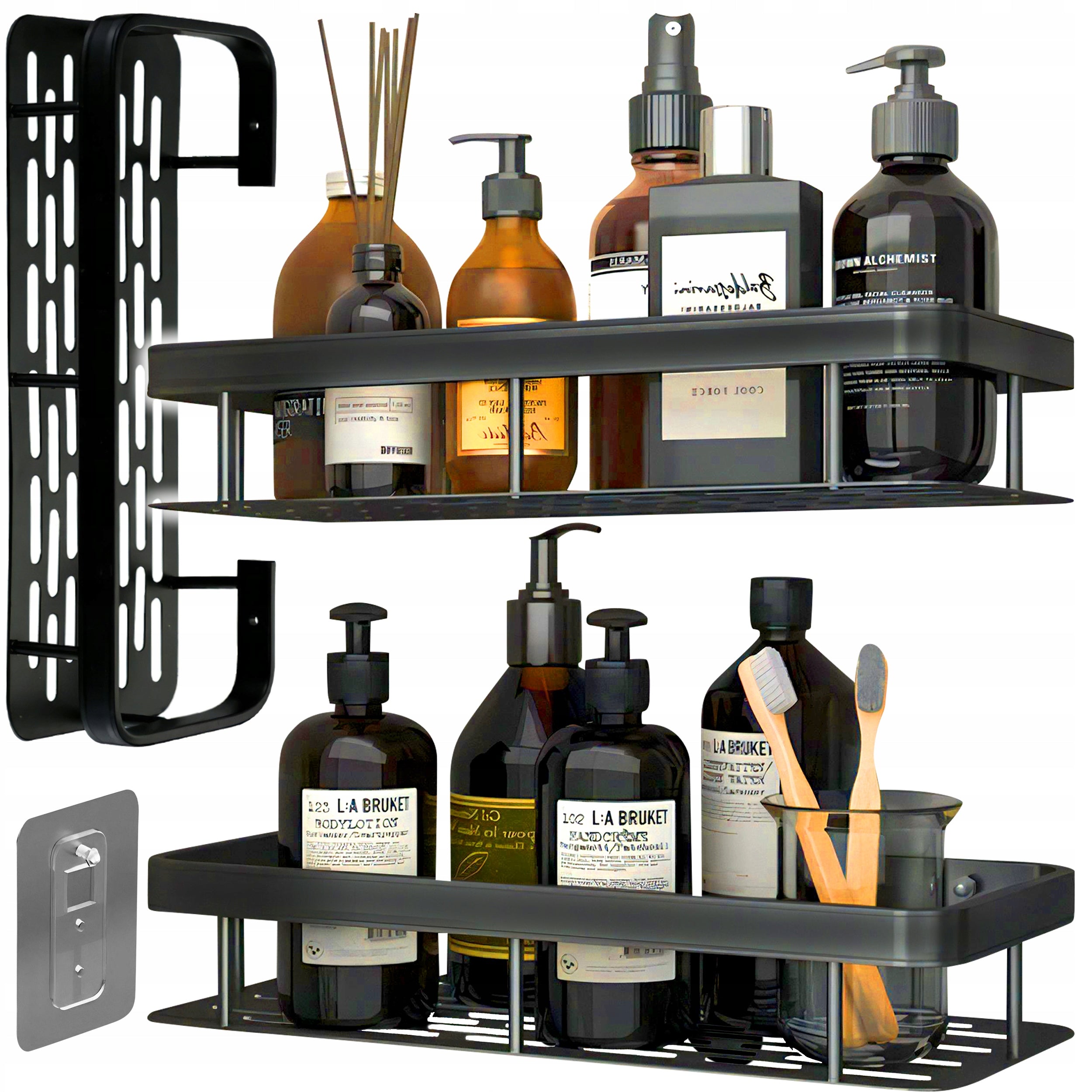 BATHROOM SHELF HANGING FOR SHOWER SELF-ADHESIVE METAL LOFT 2 PIECES