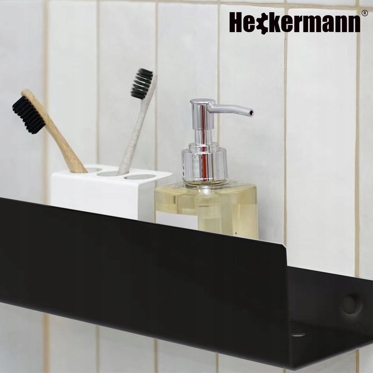 BATHROOM SHELF HANGING LOFT WALL SHOWER BATH METAL 40cm Brand Heckermann
