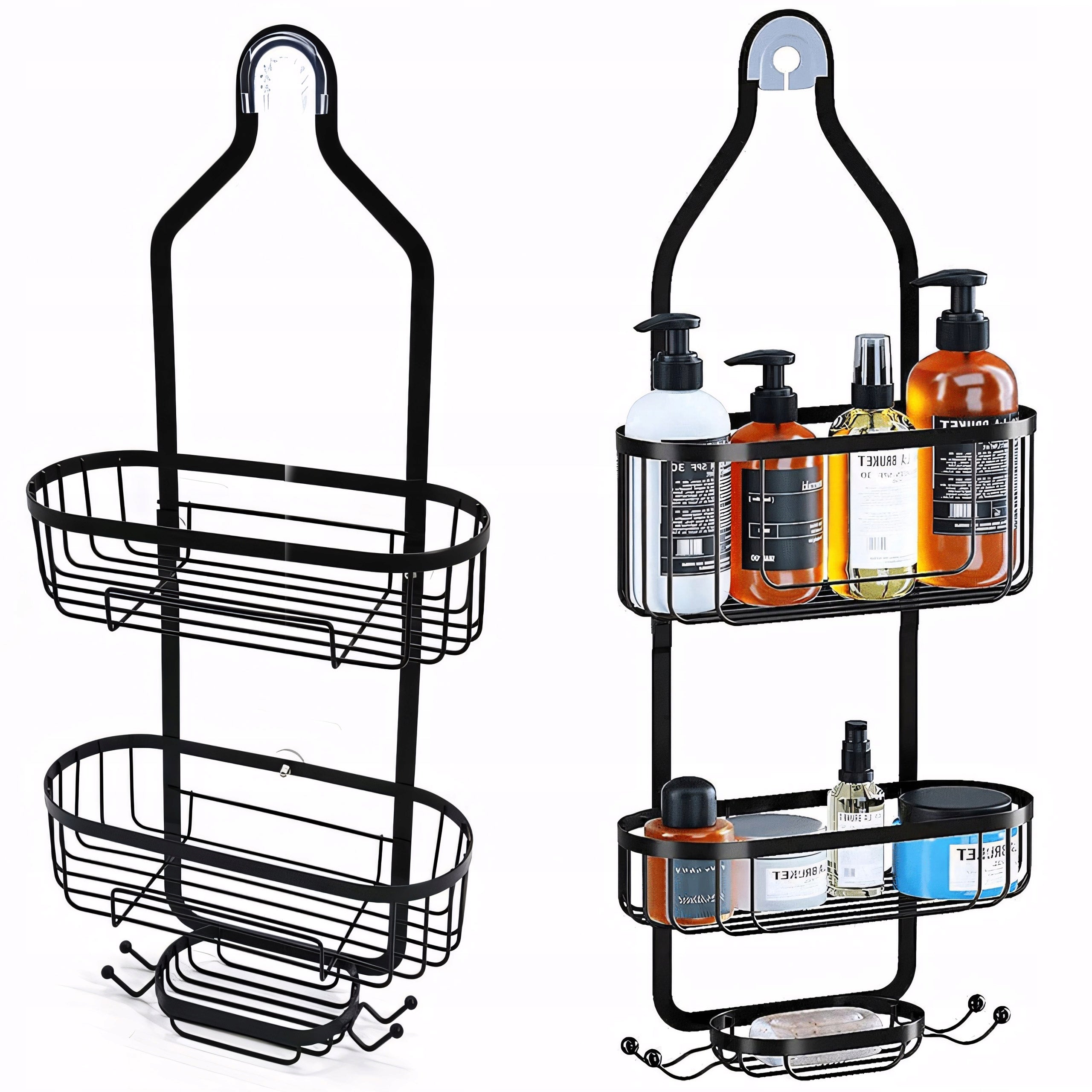 BATHROOM SHELF HANGING SHOWER BLACK DOUBLE RESISTANT Packaging status original
