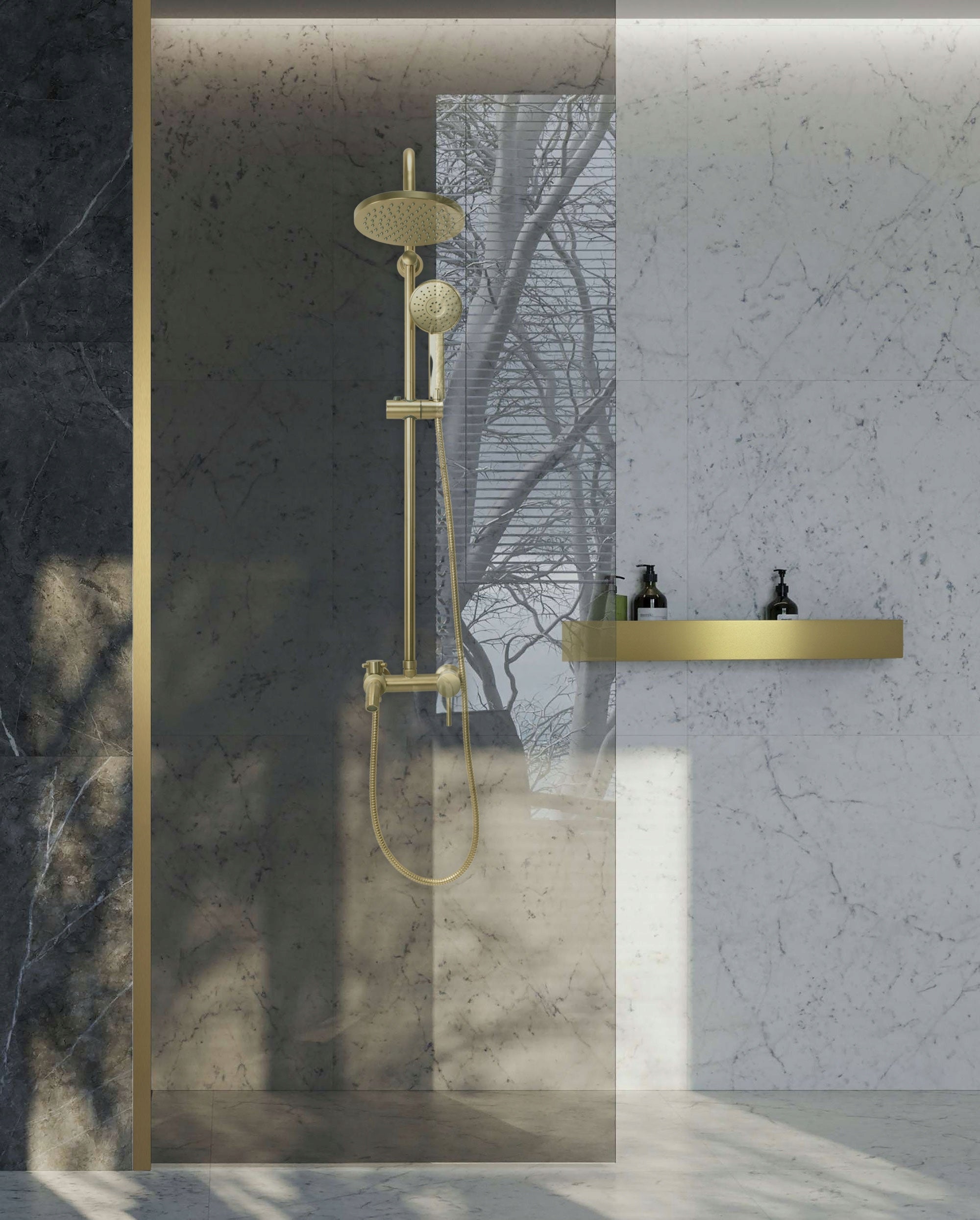 BATHROOM SHELF HANGING SHOWER GOLD BRUSHED WALL REA SF04 Brand Rea