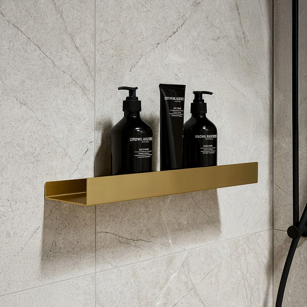 BATHROOM SHELF HANGING SHOWER GOLD BRUSHED WALL REA SF04 Packaging status original