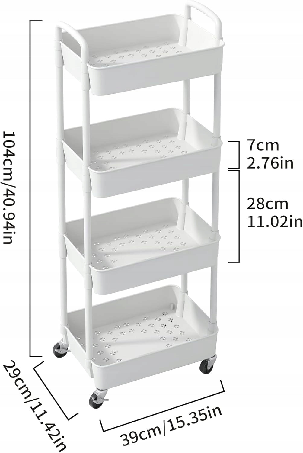 BATHROOM SHELF KITCHEN CABINET ON WHEELS BOOKCASE 4 LEVEL WHITE Brand no brand