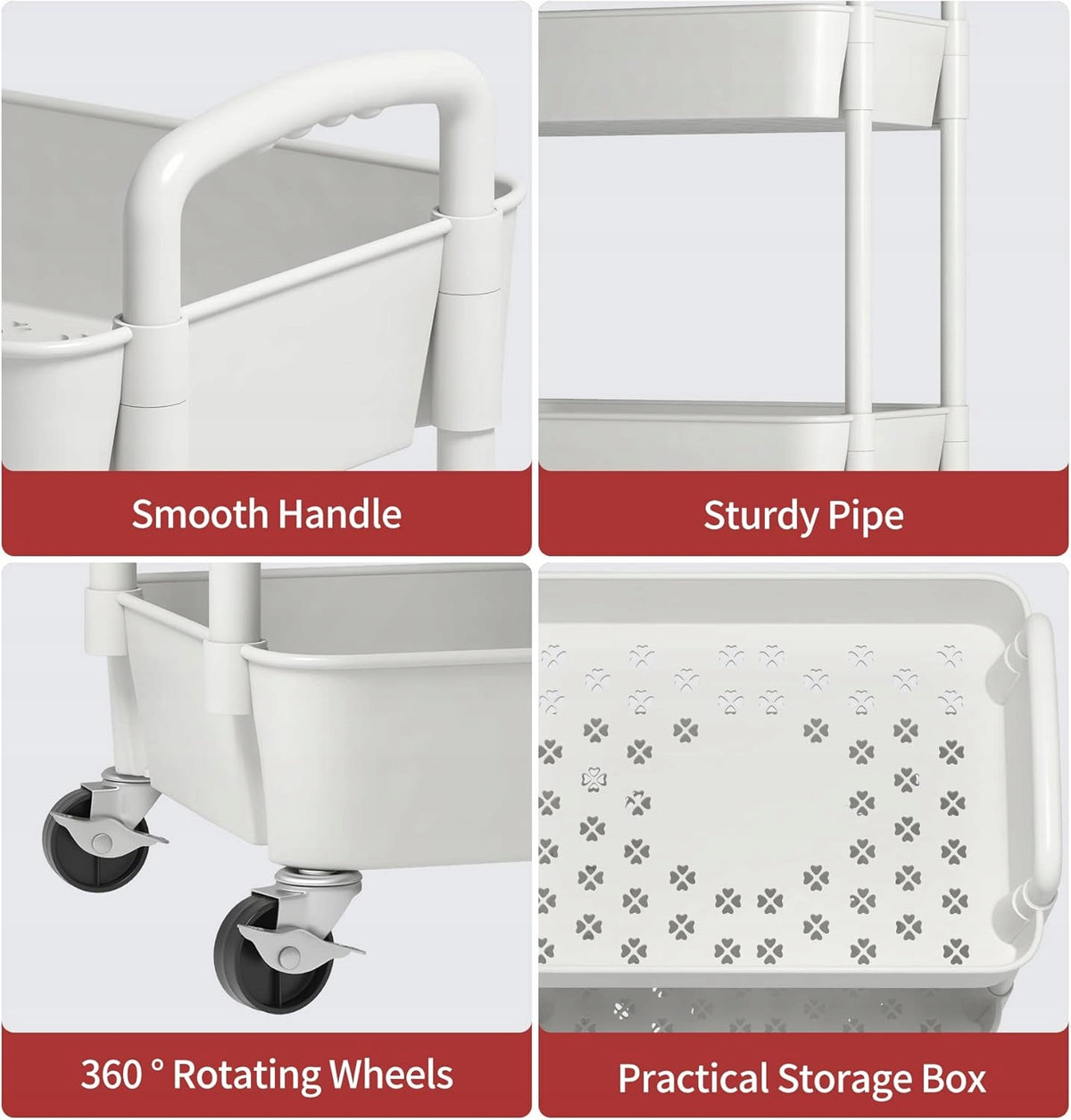 BATHROOM SHELF KITCHEN CABINET ON WHEELS BOOKCASE 4 LEVEL WHITE Manufacturer code GOA06071