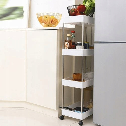 BATHROOM SHELF Kitchen Bookcase on Wheels for Bathroom Mobile Cabinet TROLLEY Packaging status original