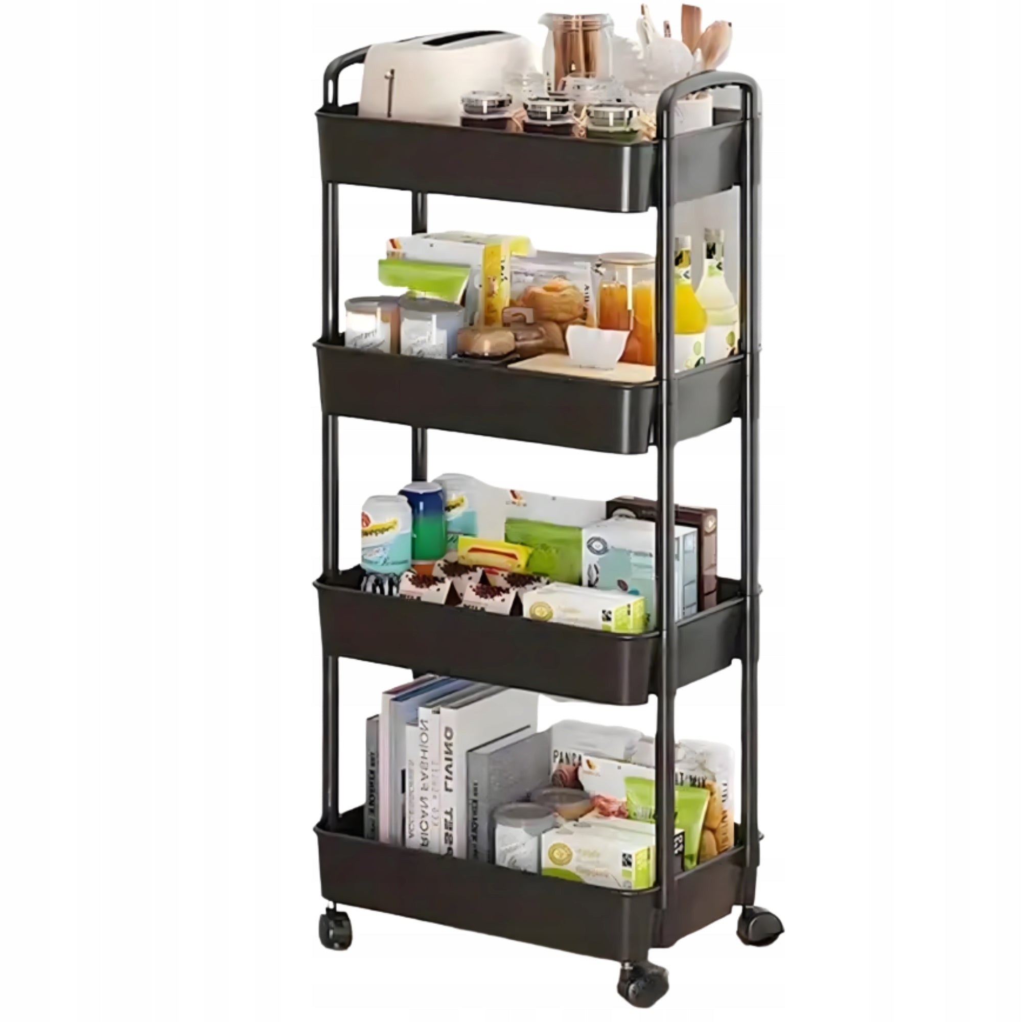 BATHROOM SHELF ON WHEELS 4 LEVELS Mobile Kitchen Cabinet