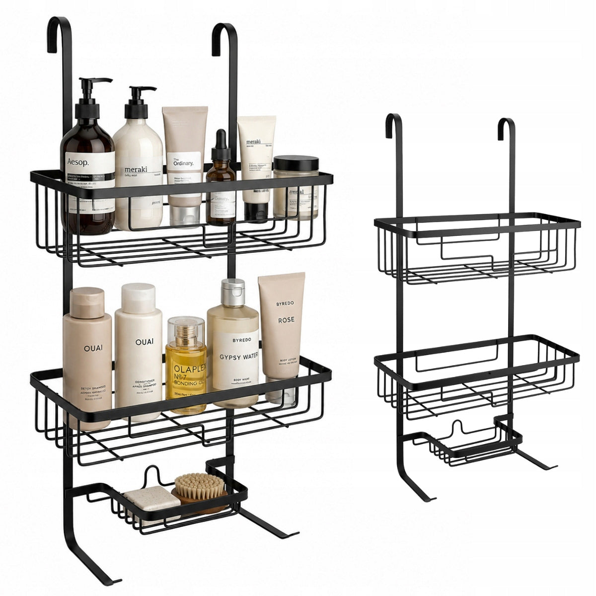 BATHROOM SHELF ORGANIZER HANGING FOR SHOWER CABIN BLACK KAMILLE