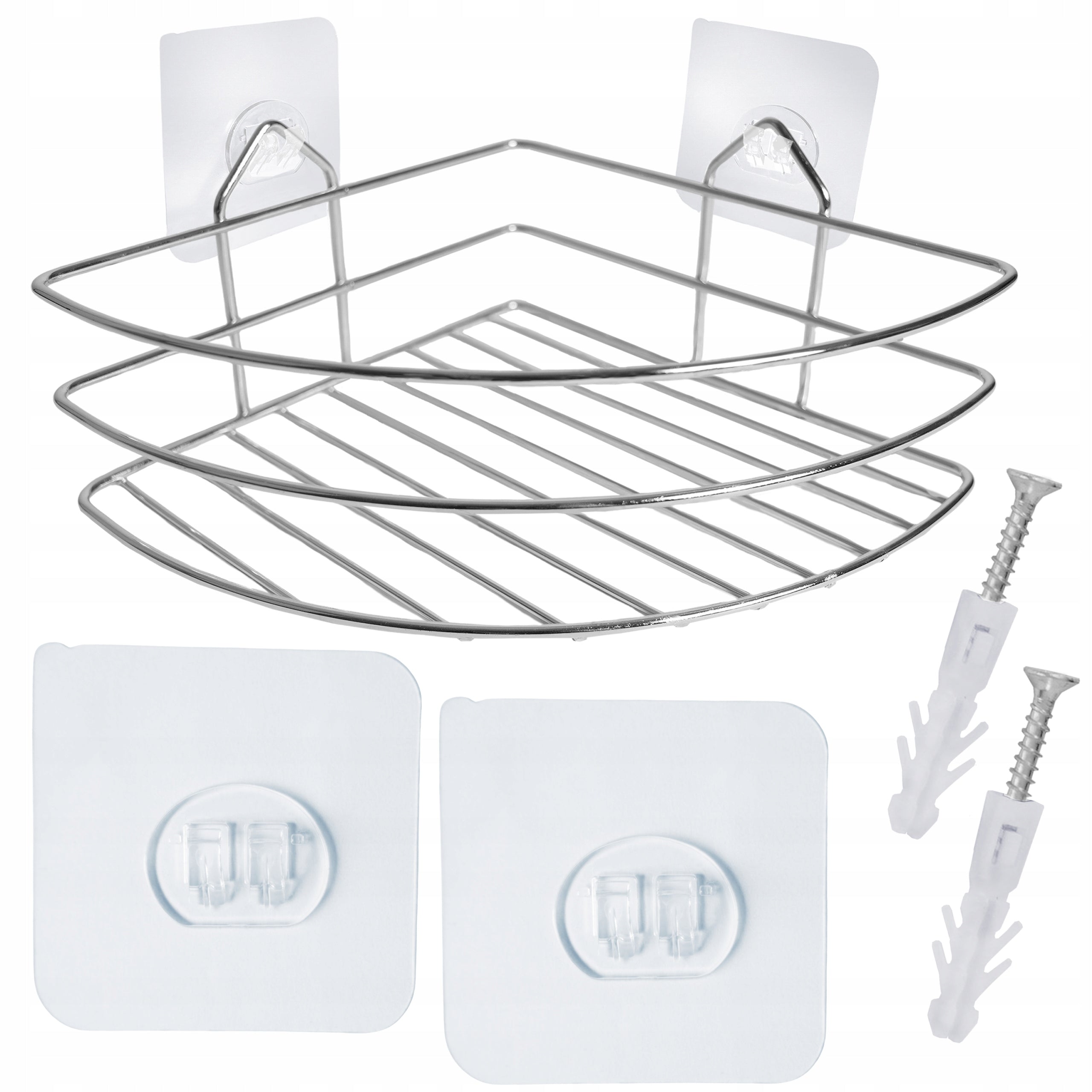 BATHROOM SHELF WIRE CORNER SILVER NON-INVASIVE FOR SHOWER Packaging status original