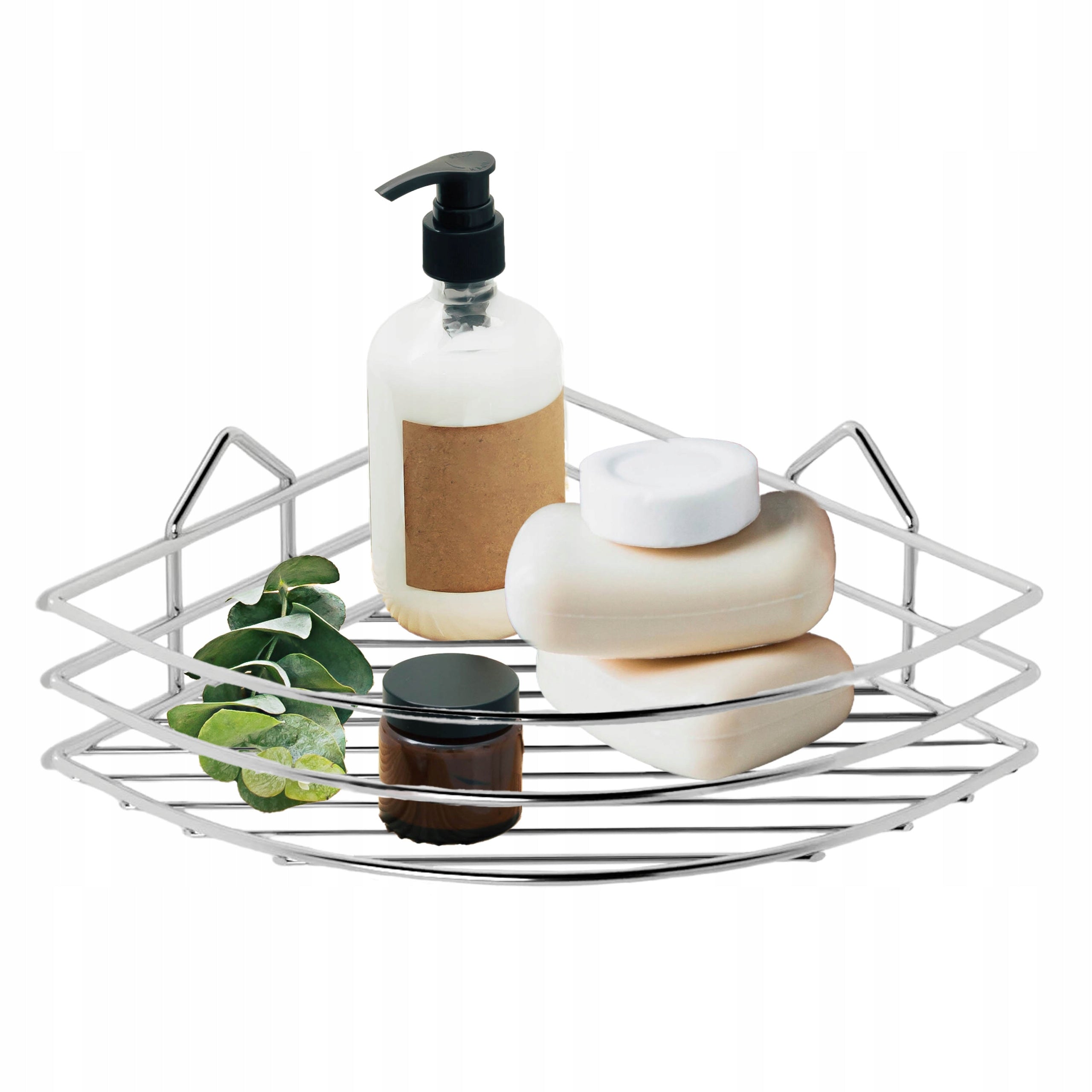 BATHROOM SHELF WIRE CORNER SILVER NON-INVASIVE FOR SHOWER