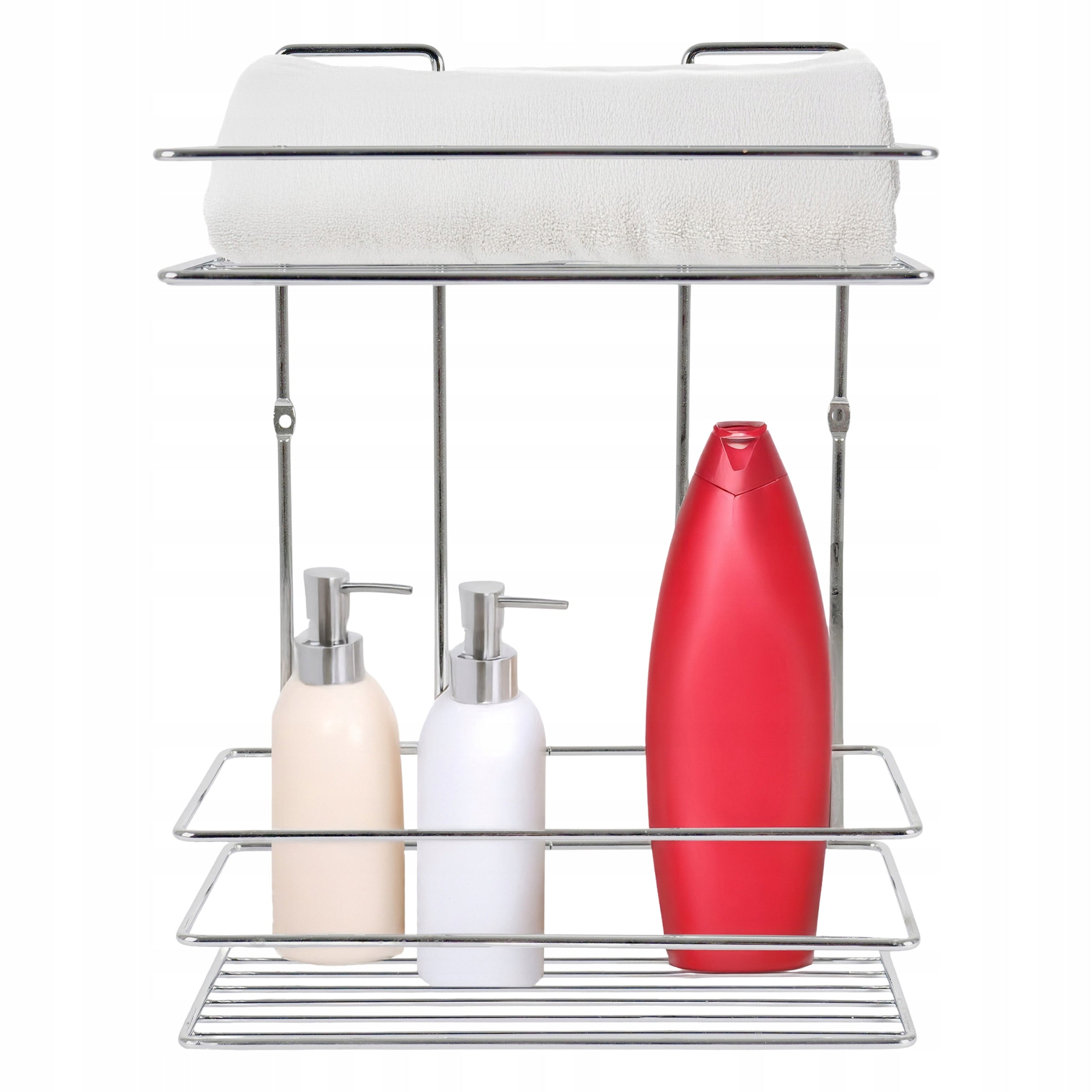 BATHROOM SHELF WIRE SILVER NON-INVASIVE METAL TWO LEVELS SOLID Brand Sepio