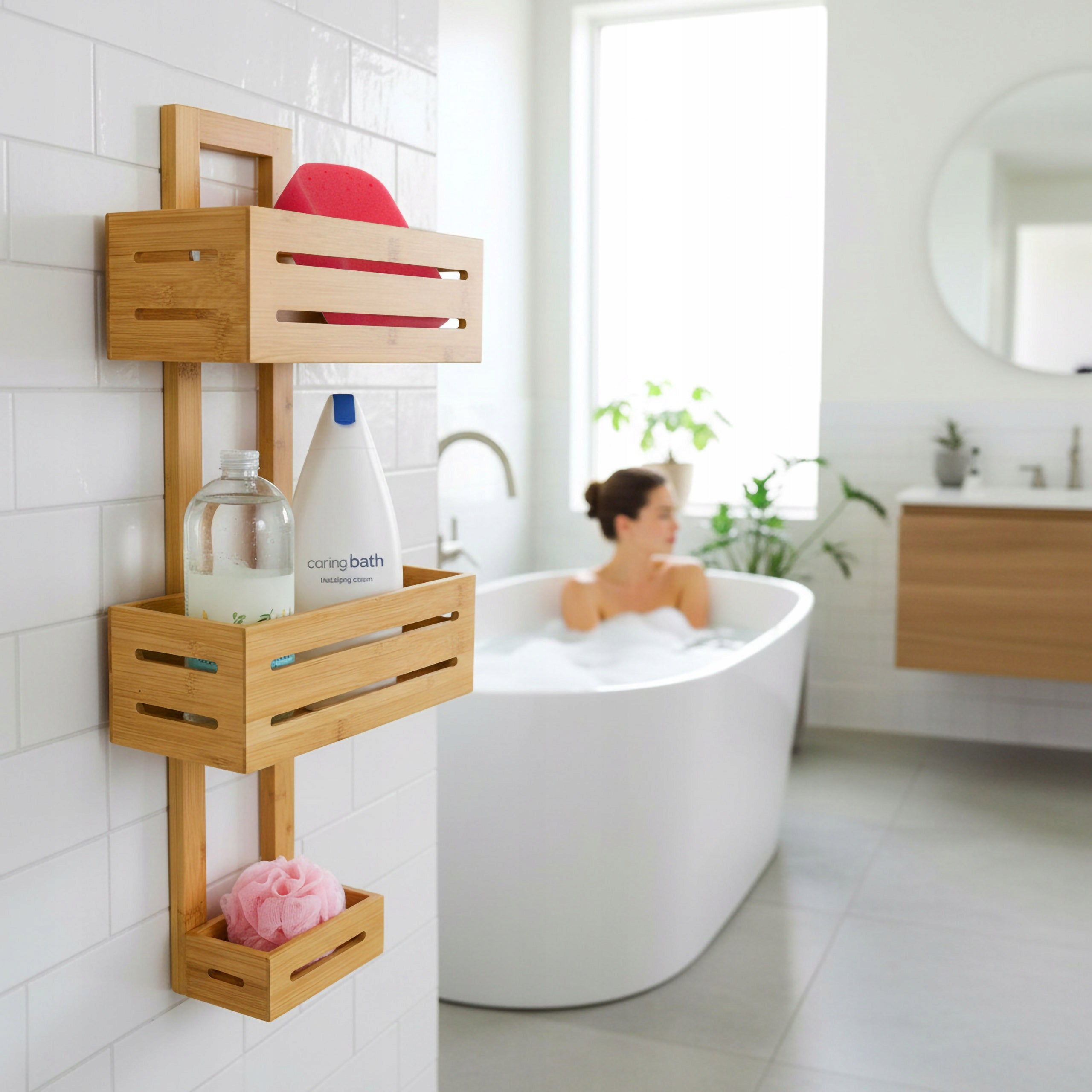 BATHROOM SHELVES BAMBOO WALL RACK ORGANIZER FOR BATHROOM COSMETICS Manufacturer code 5902340320709