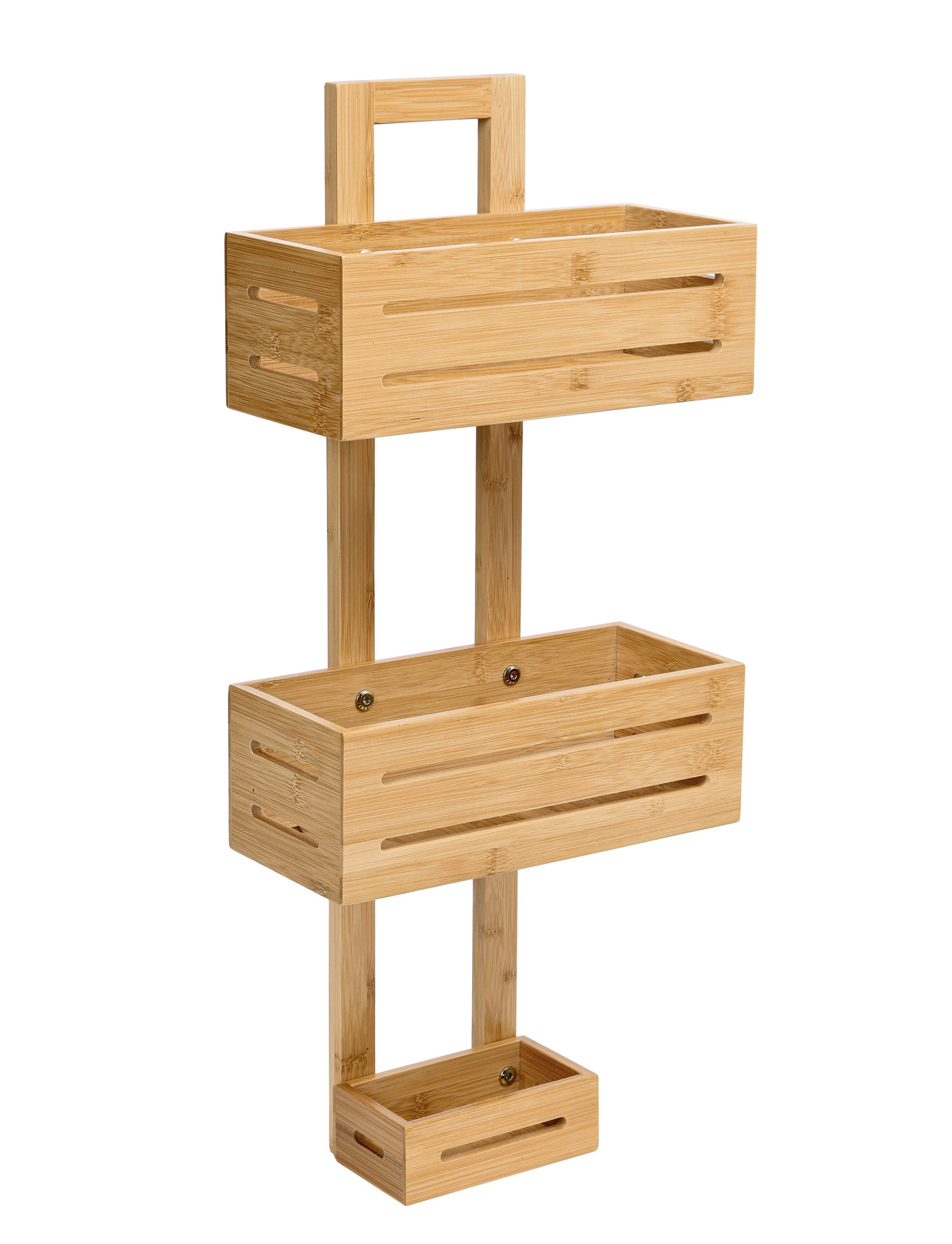 BATHROOM SHELVES BAMBOO WALL RACK ORGANIZER FOR BATHROOM COSMETICS