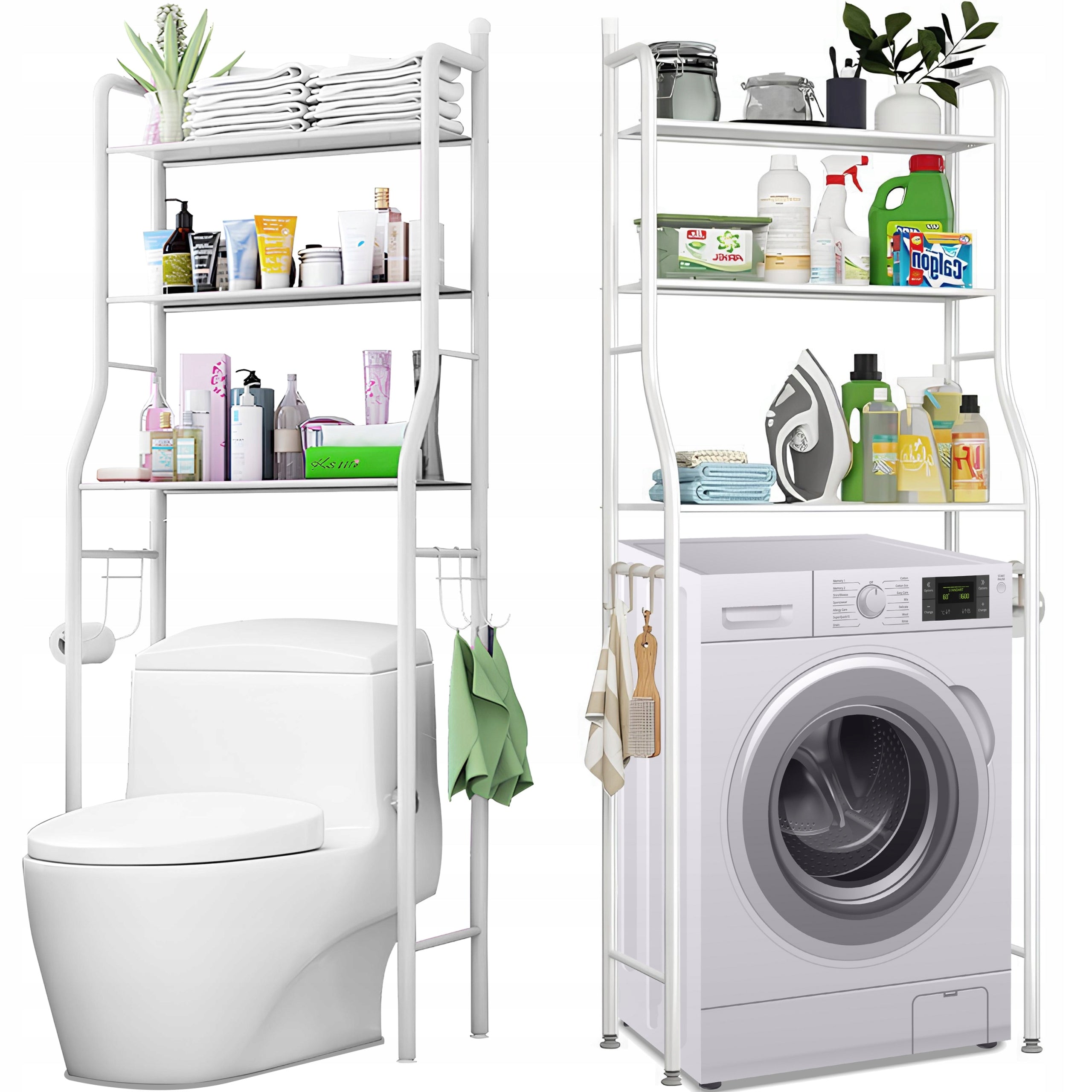 BATHROOM SHELVING CABINET 3 SHELVES HORIZONTAL RACK SHELF ORGANIZER OVER TOILET
