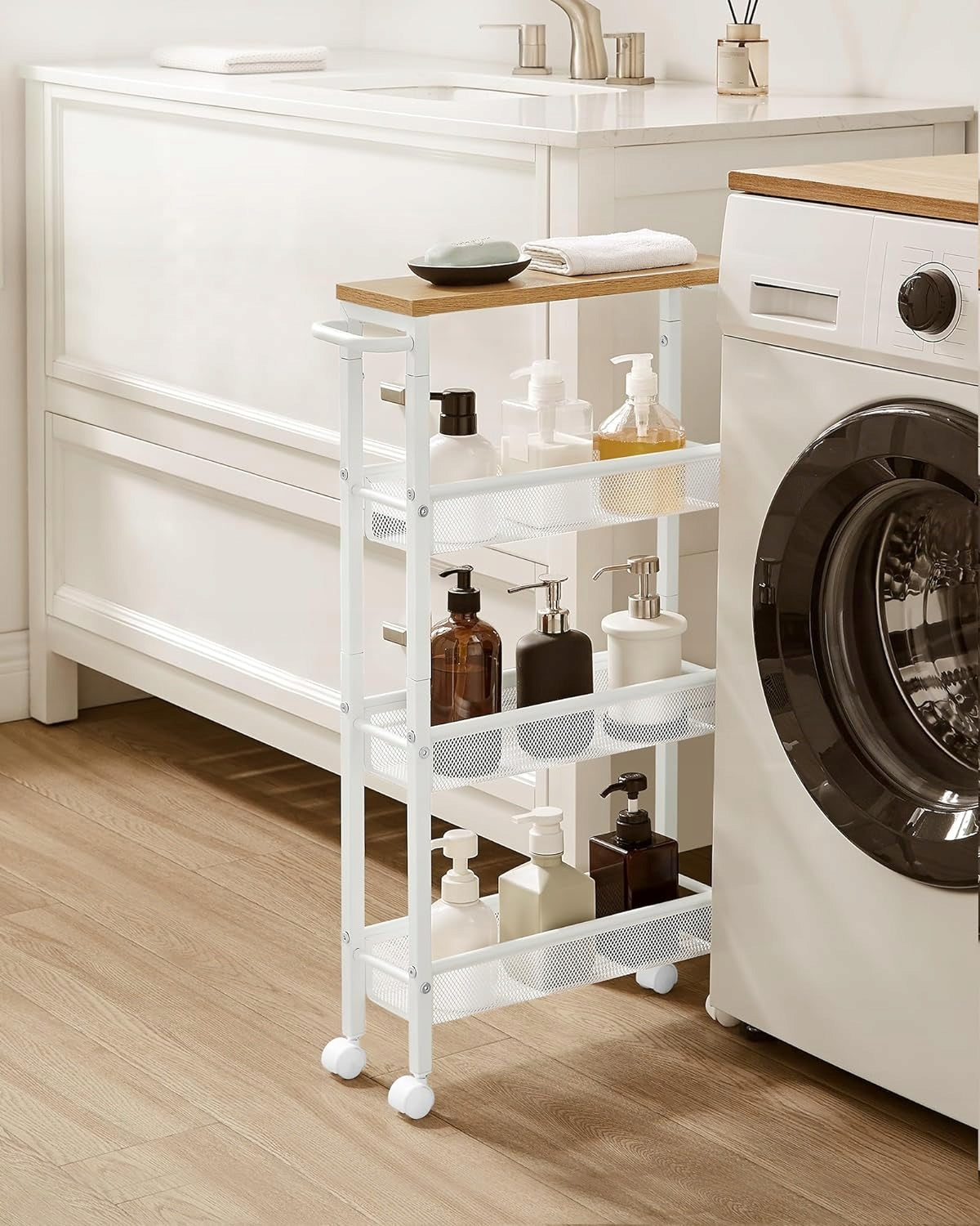 BATHROOM SHELVING UNIT MOBILE SHELF 4 LEVELS CABINET NARROW RECESSED ORGANIZER Brand no brand