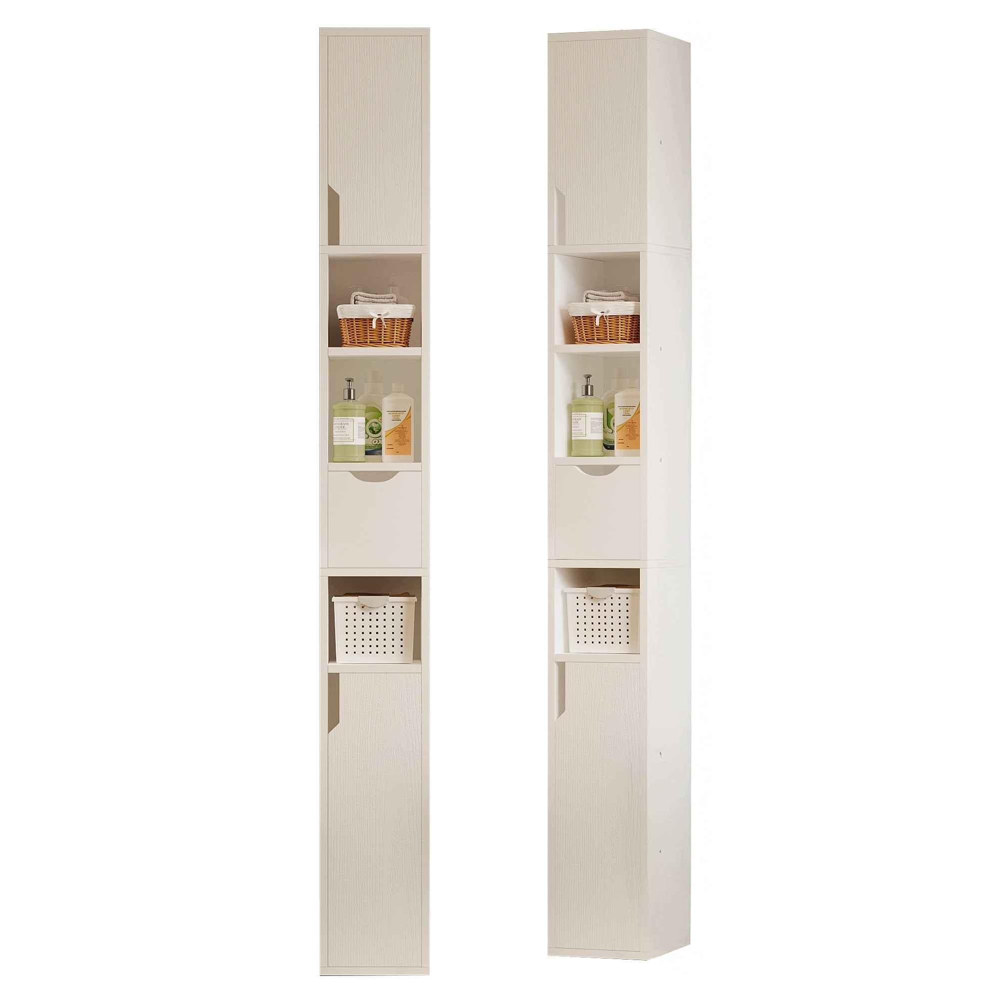 BATHROOM SHELVING UNIT STANDING NARROW POST WHITE 1 DRAWER PRACTICAL LOFT