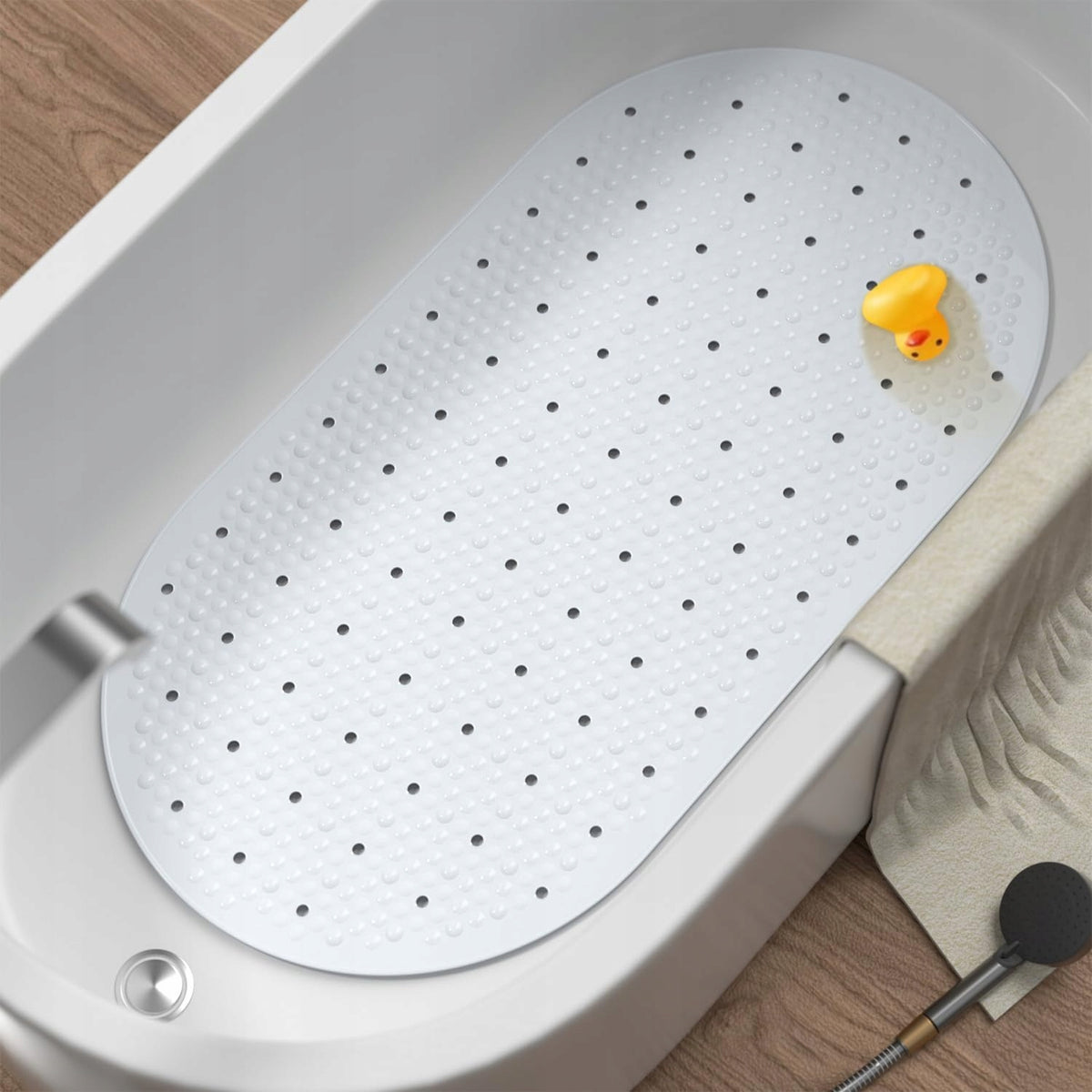 BATHROOM SHOWER MAT NON-SLIP FOR BATHTUB PVC SUCTION CUPS 68x38cm