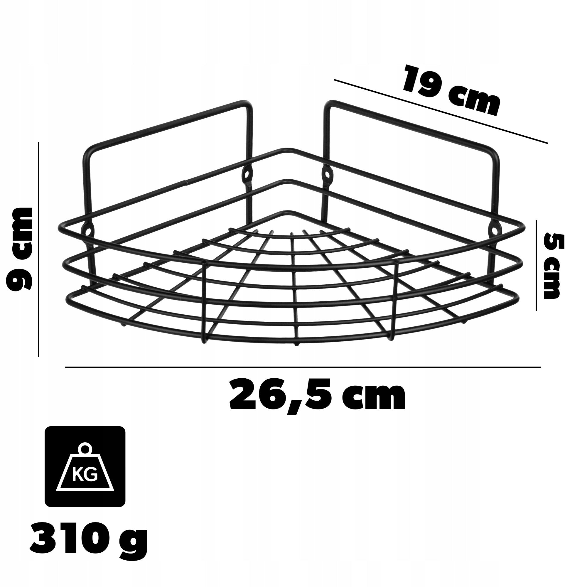 BATHROOM SHOWER SHELF HANGING BOOKCASE BLACK 1 LEVEL METAL LOFT EAN (GTIN) 5903699498149