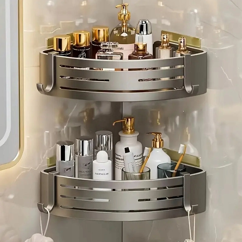 BATHROOM SHOWER SHELF HANGING CORNER ALUMINUM FOR KITCHEN Packaging status original