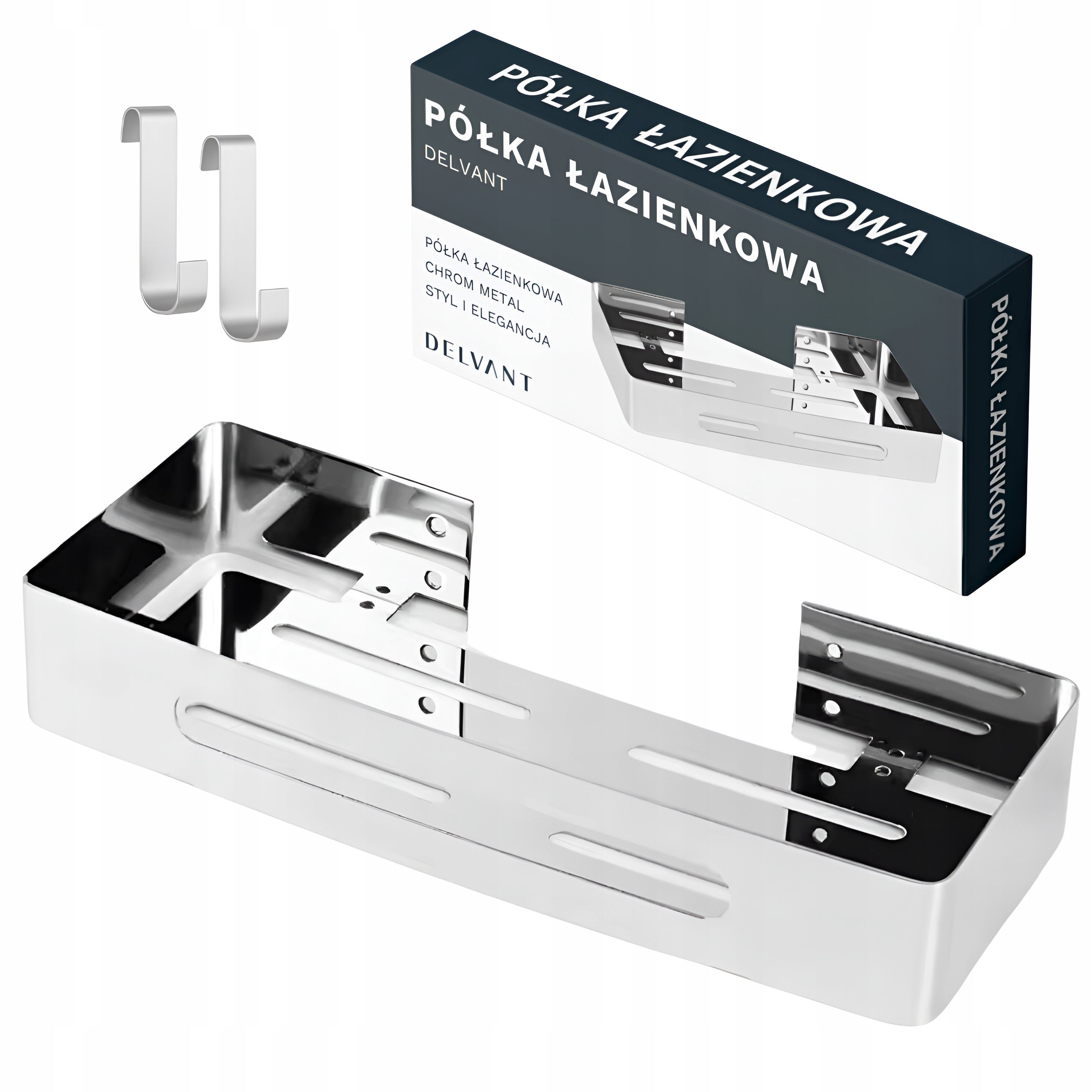 BATHROOM SHOWER SHELF HANGING FOR BATHROOM METAL DELVANT CHROME