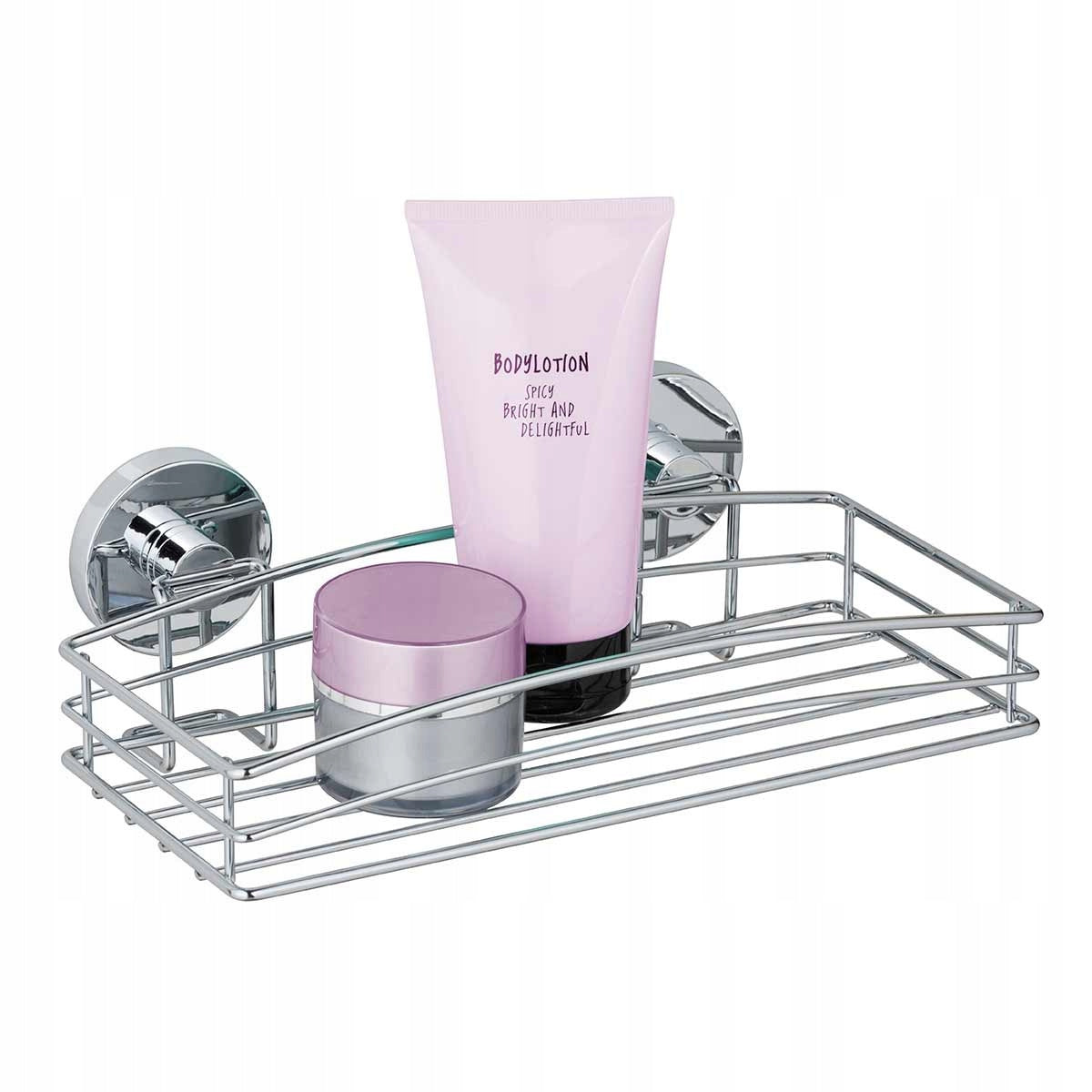 BATHROOM SHOWER SHELF metal silver without drilling 26x6,5cm WENKO